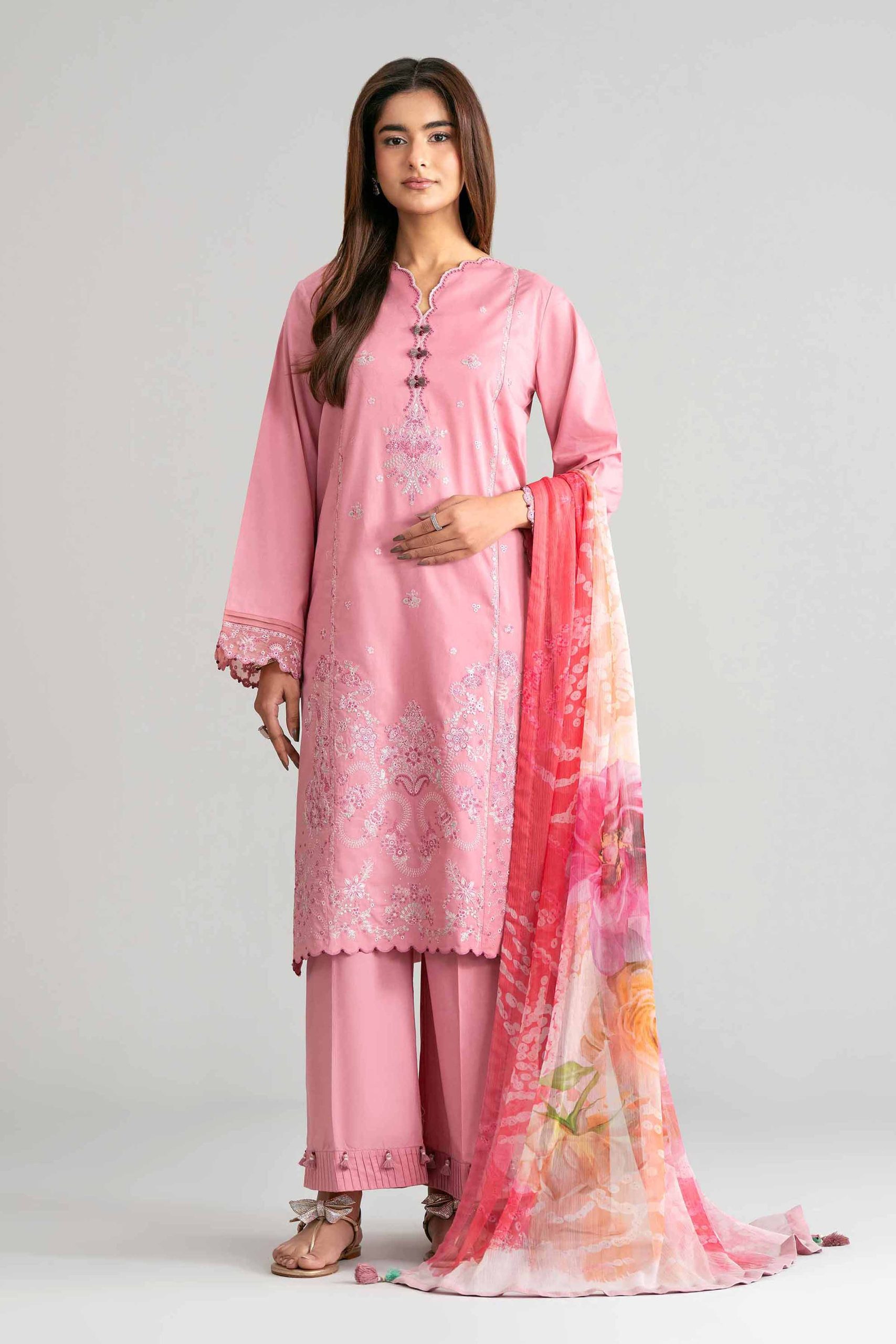 3 Piece - Digital Printed Embroidered Suit - 42601544