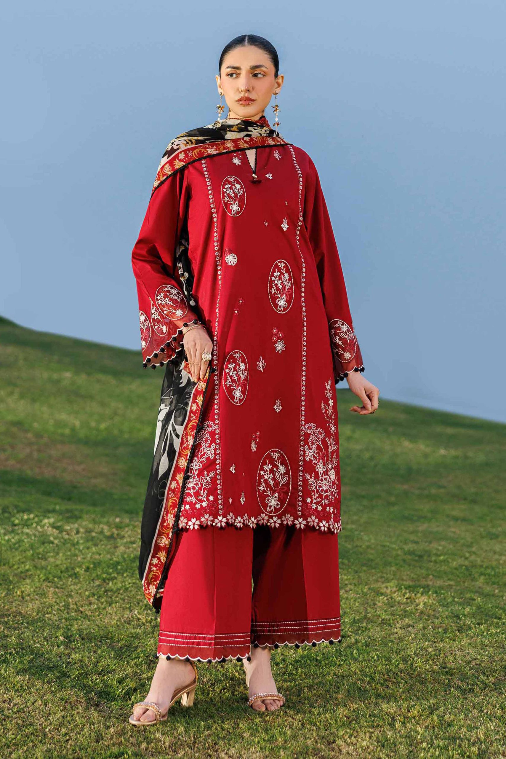 3 Piece - Digital Printed Embroidered Suit - 42601550