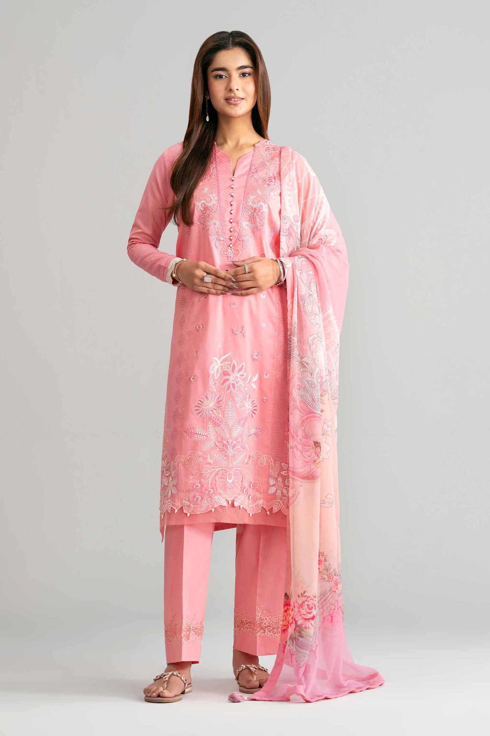 3 Piece - Digital Printed Embroidered Suit - 42601551