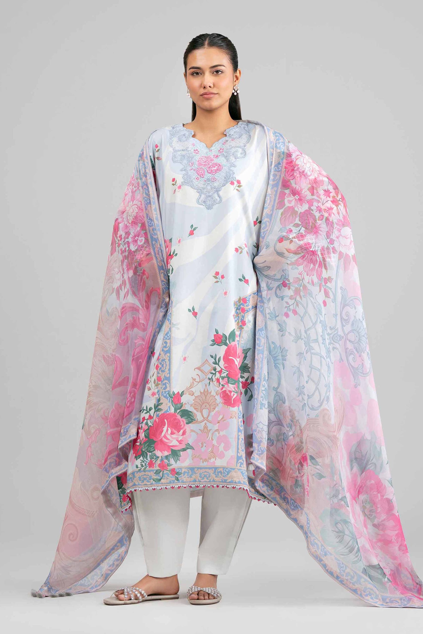 3 Piece - Digital Printed Embroidered Suit - 42601554 - Image 4