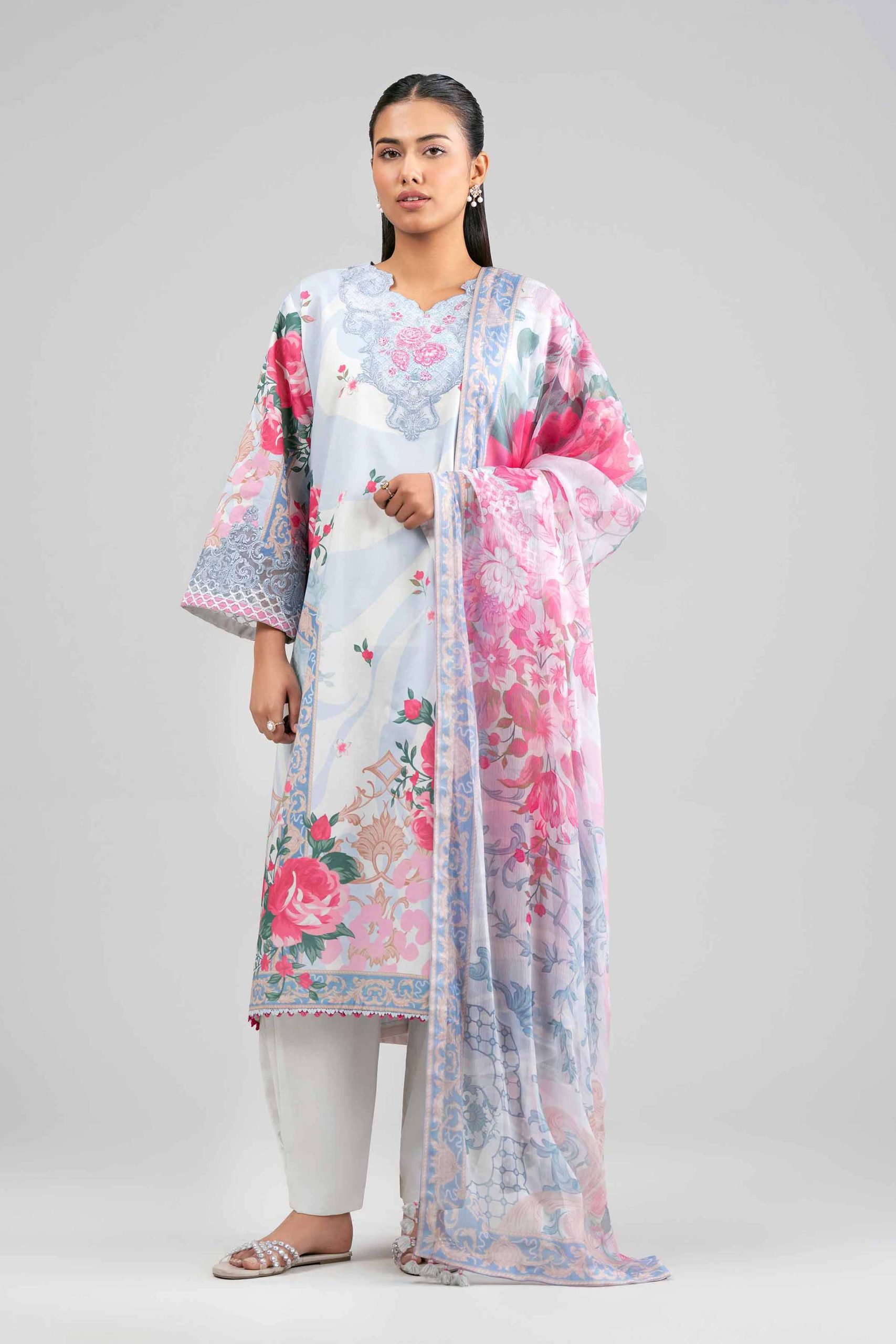 3 Piece - Digital Printed Embroidered Suit - 42601554 - Image 5