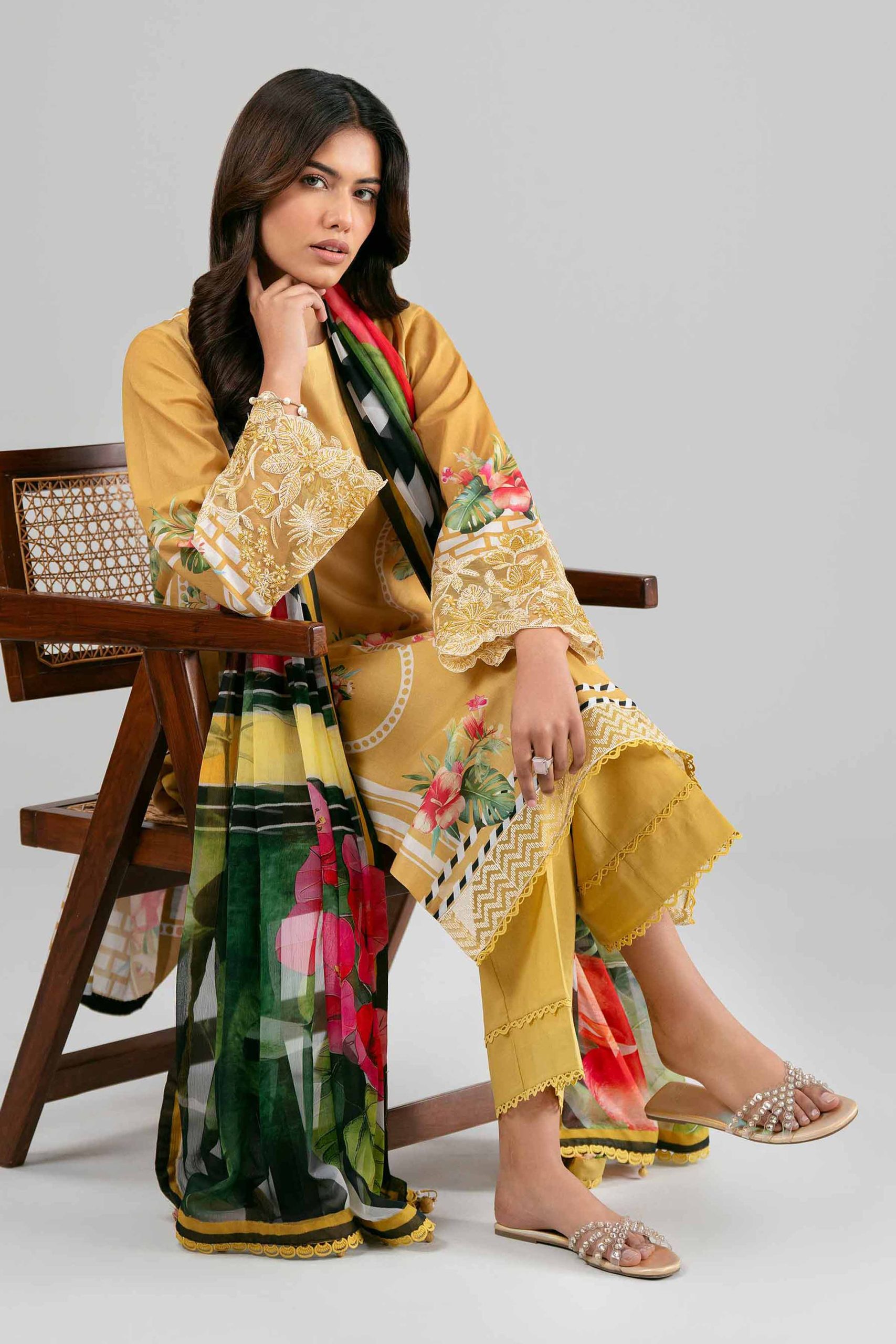3 Piece - Digital Printed Embroidered Suit - 42601556 - Image 5