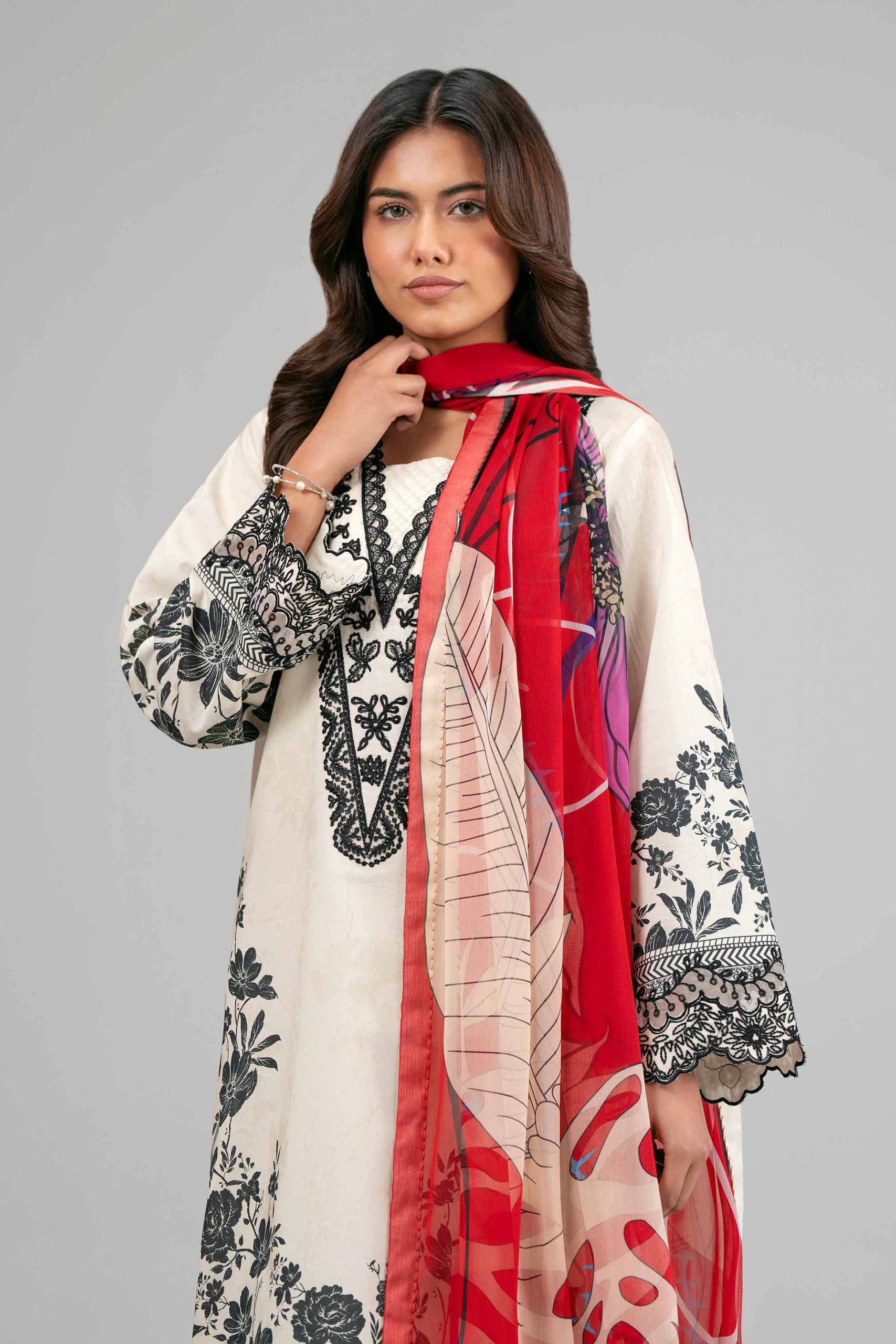 3 Piece - Digital Printed Embroidered Suit - 42601557 - Image 2