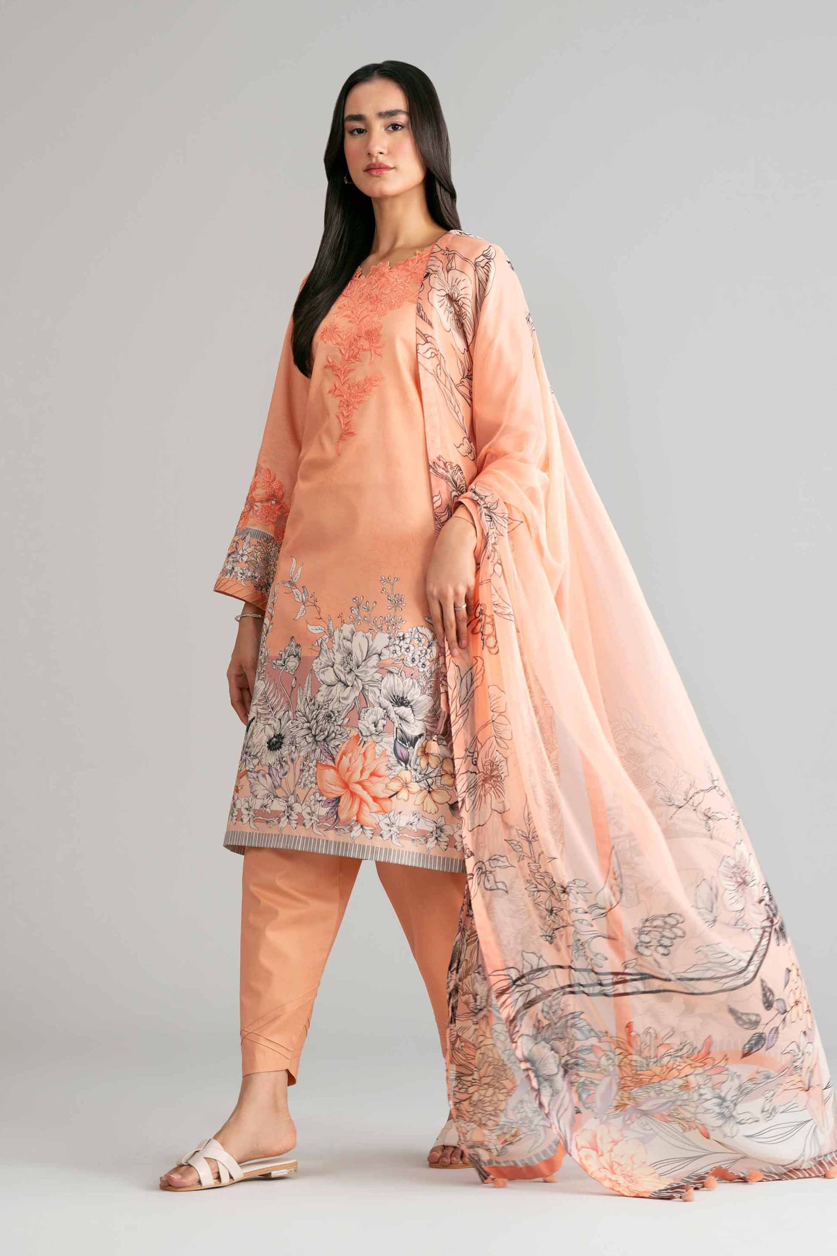 3 Piece - Digital Printed Embroidered Suit - 42601563 - Image 5