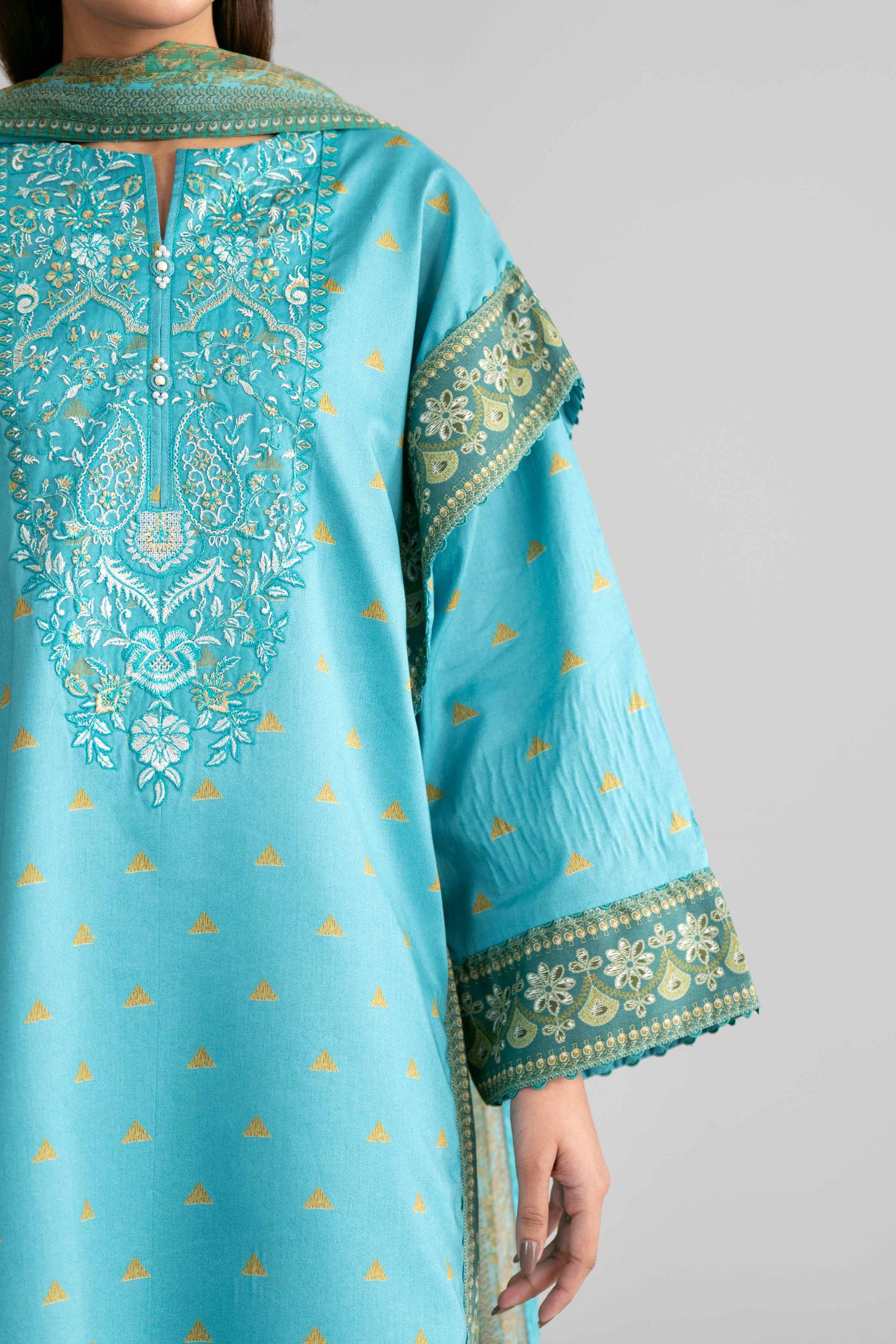3 Piece - Digital Printed Embroidered Suit - 42601567 - Image 4