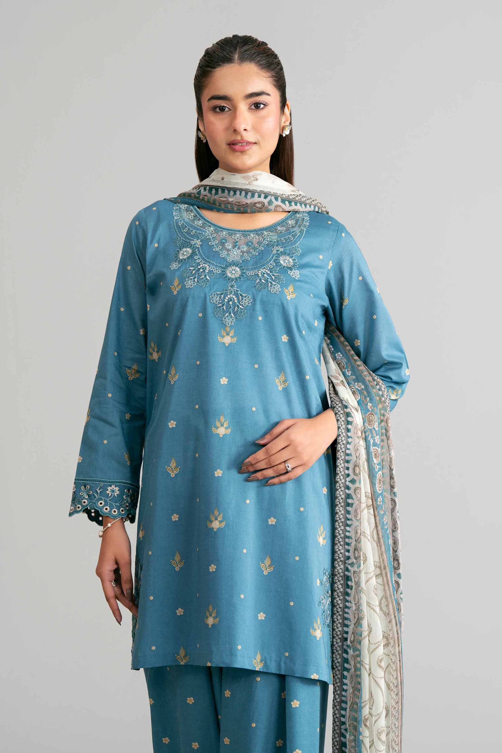 3 Piece - Digital Printed Embroidered Suit - 42601569 - Image 2