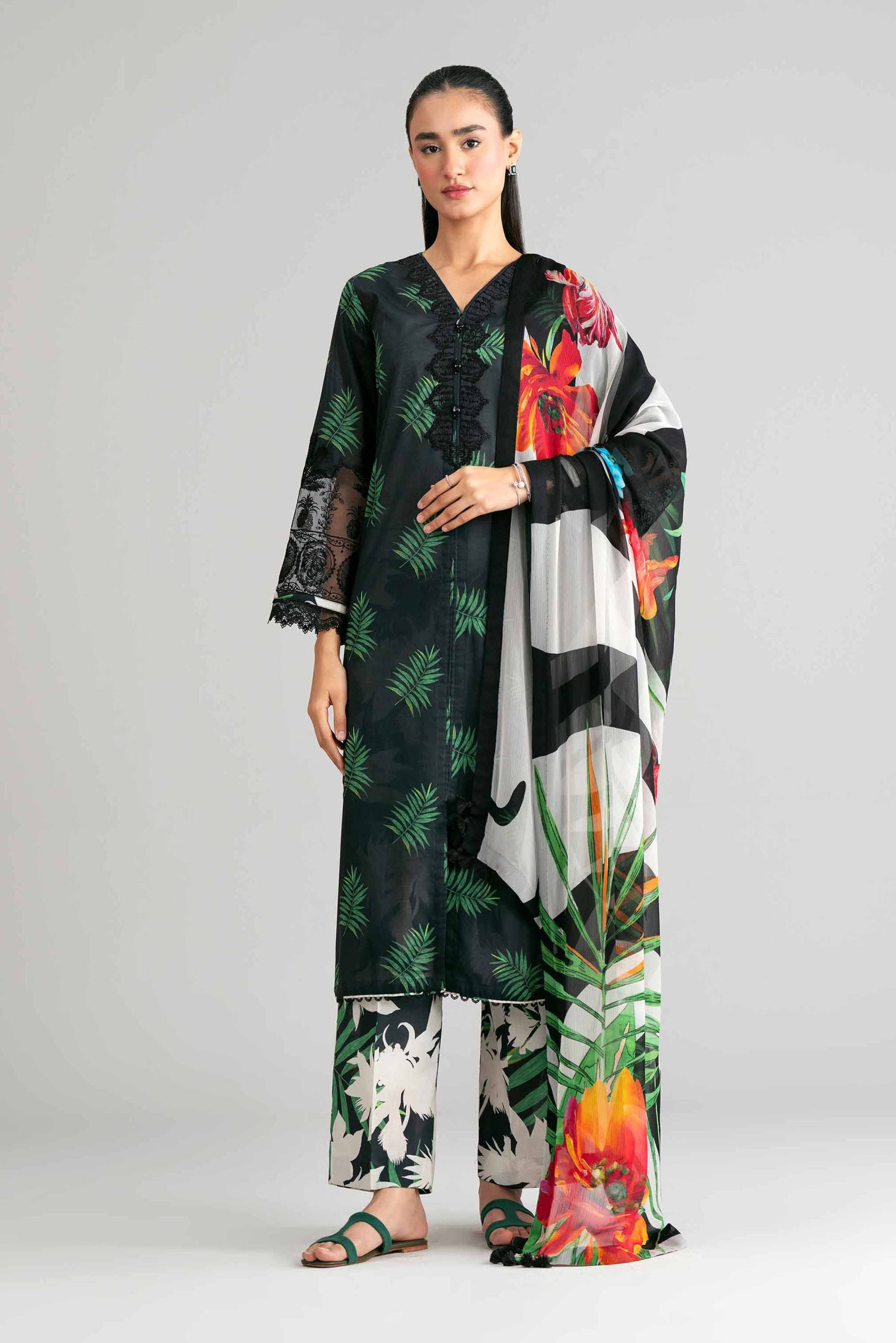 3 Piece - Digital Printed Embroidered Suit - 42601570 - Image 2