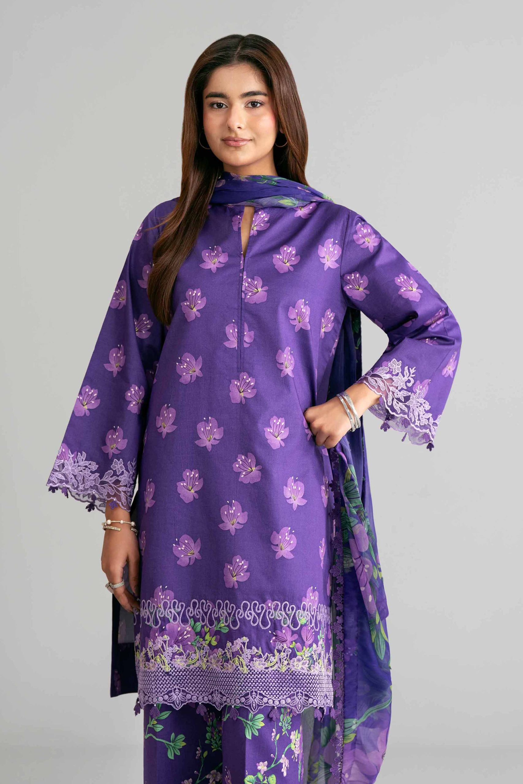 3 Piece - Digital Printed Embroidered Suit - 42601571 - Image 2