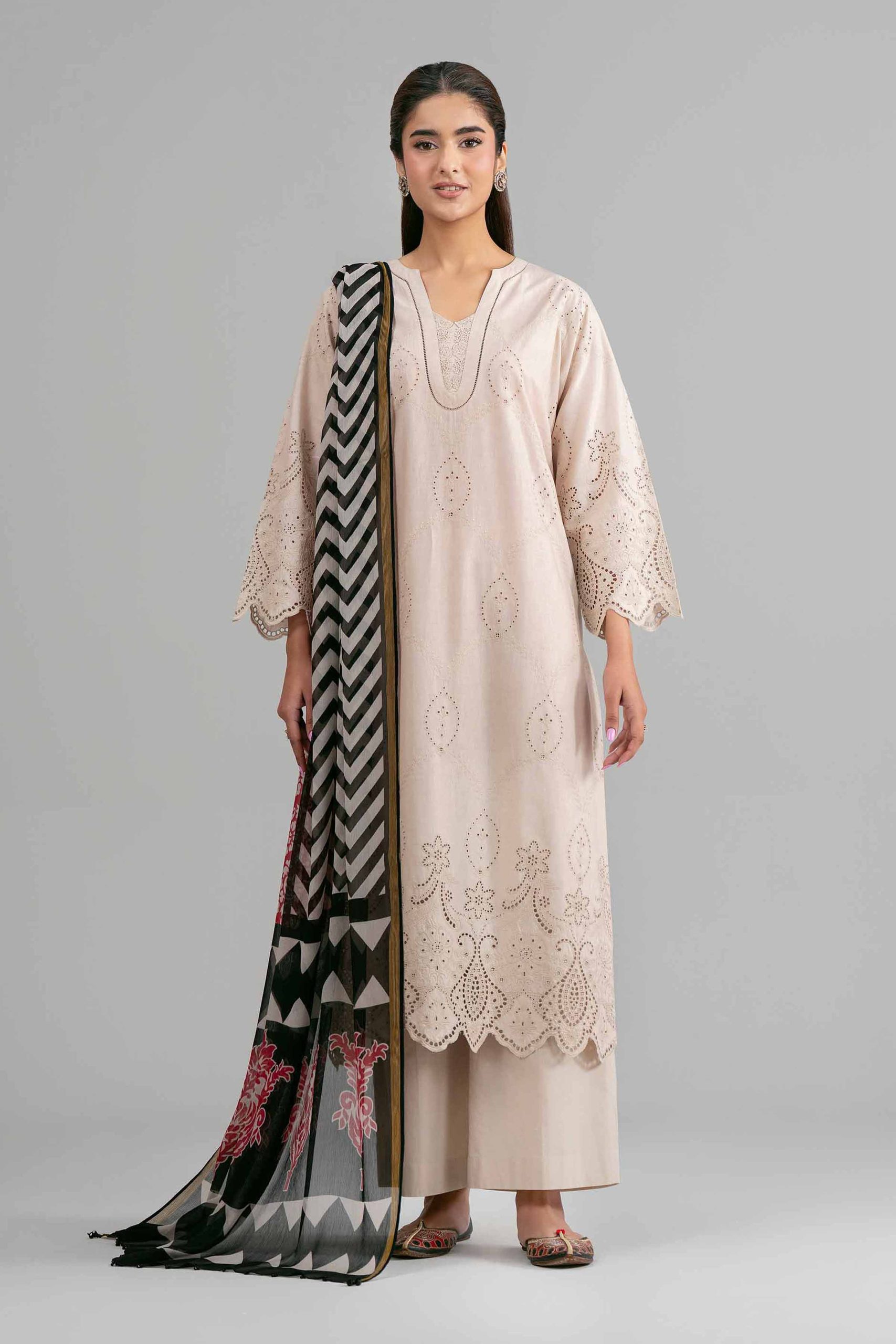 3 Piece - Printed Embroidered Suit - 42619949