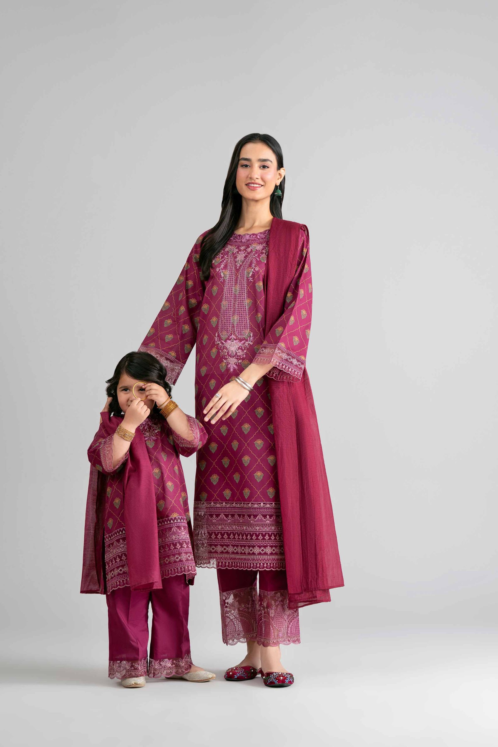 3 Piece - Printed Embroidered Suit - PMD26-41 M - Image 3