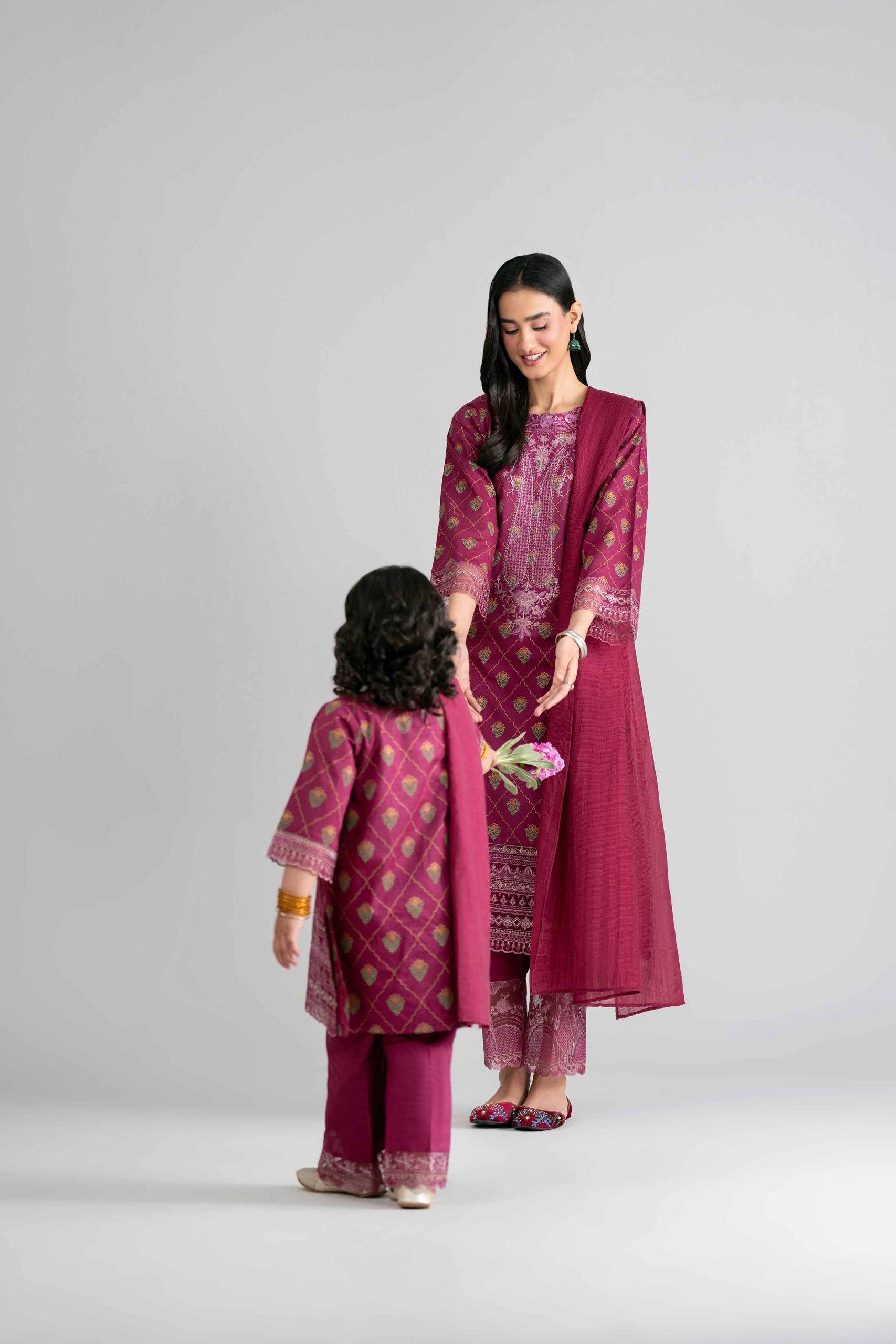 3 Piece - Printed Embroidered Suit - PMD26-41 M - Image 5