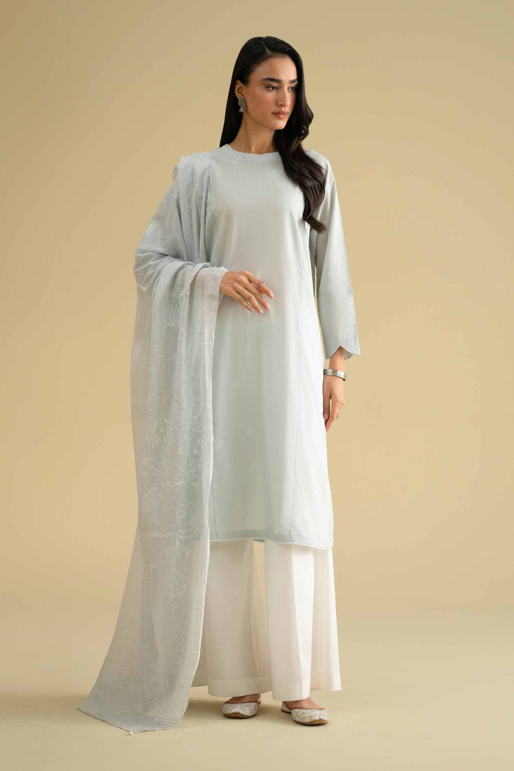 2 Piece - Printed Embroidered Suit - KFE26-30 - Image 5