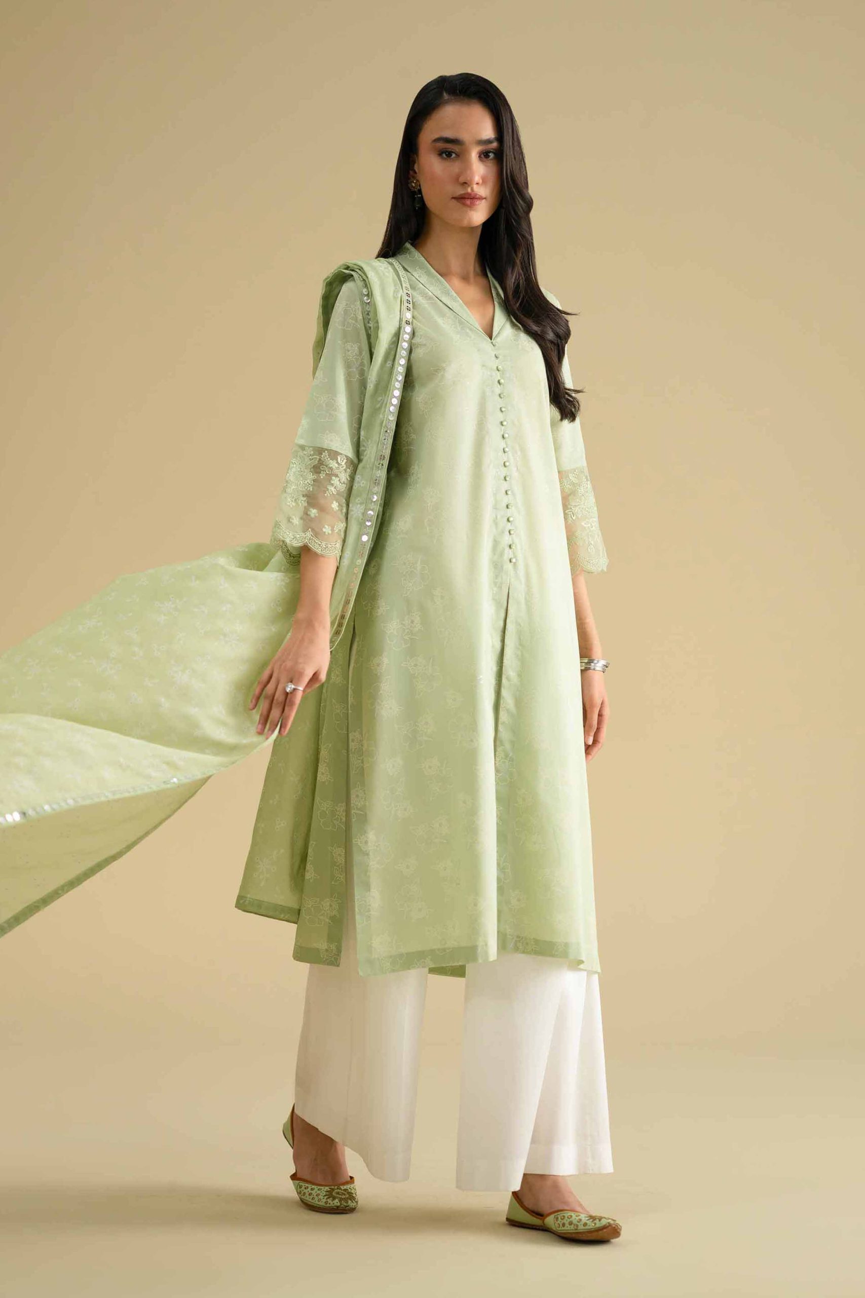 2 Piece - Printed Embroidered Suit - KFE26-31 - Image 4