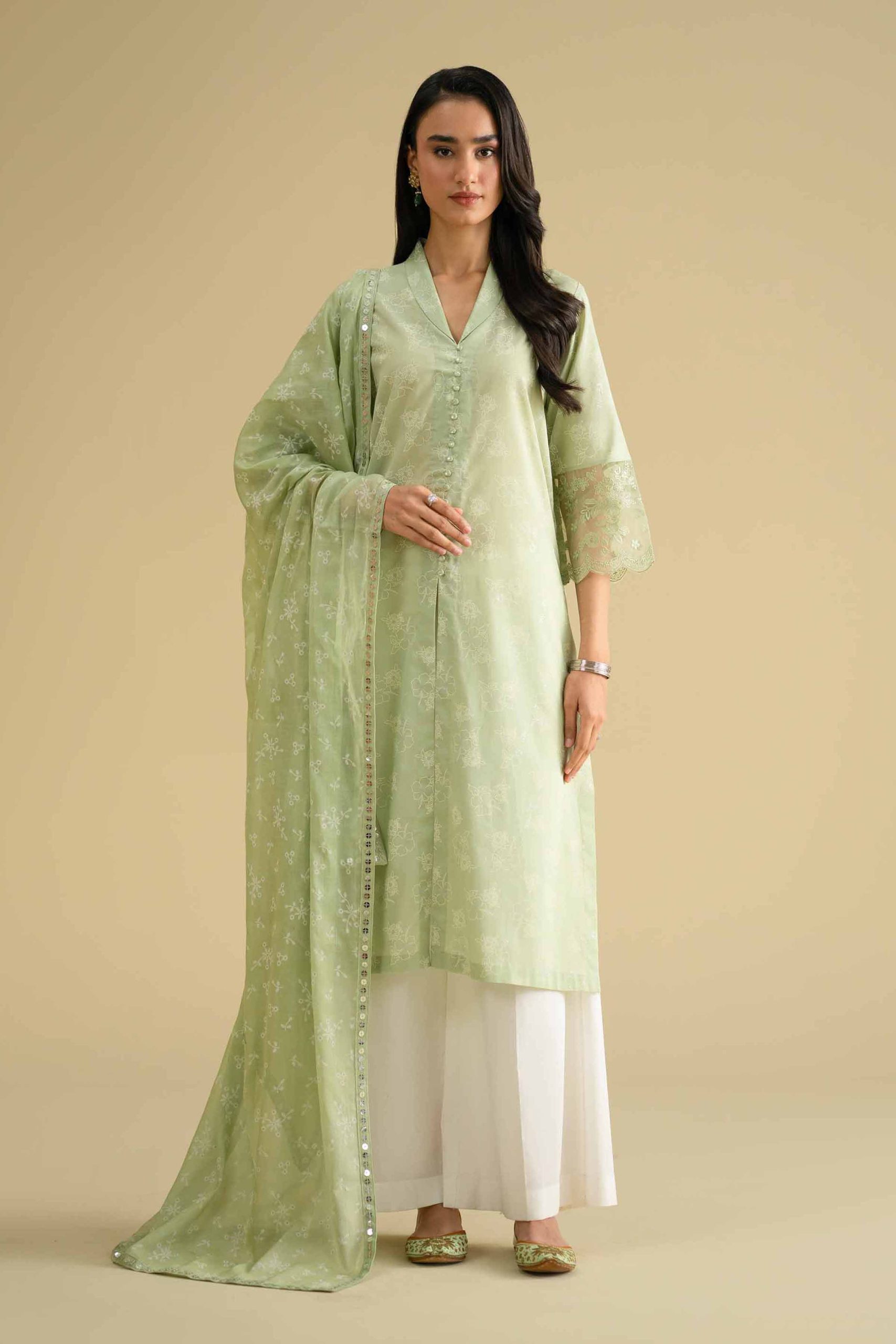 2 Piece - Printed Embroidered Suit - KFE26-31 - Image 2