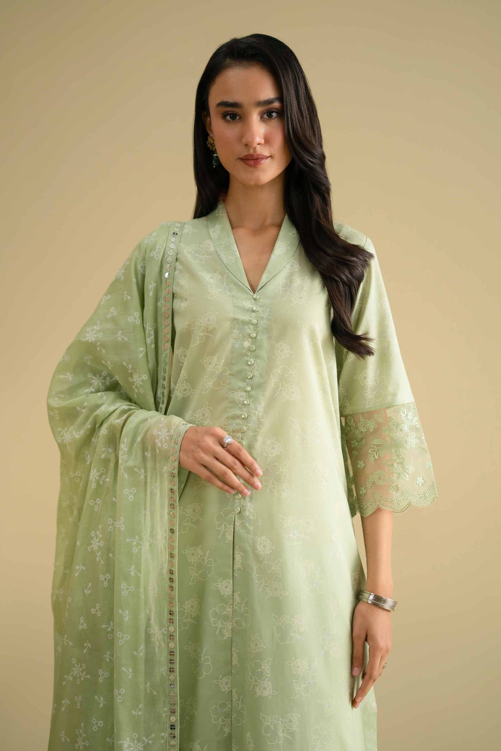2 Piece - Printed Embroidered Suit - KFE26-31