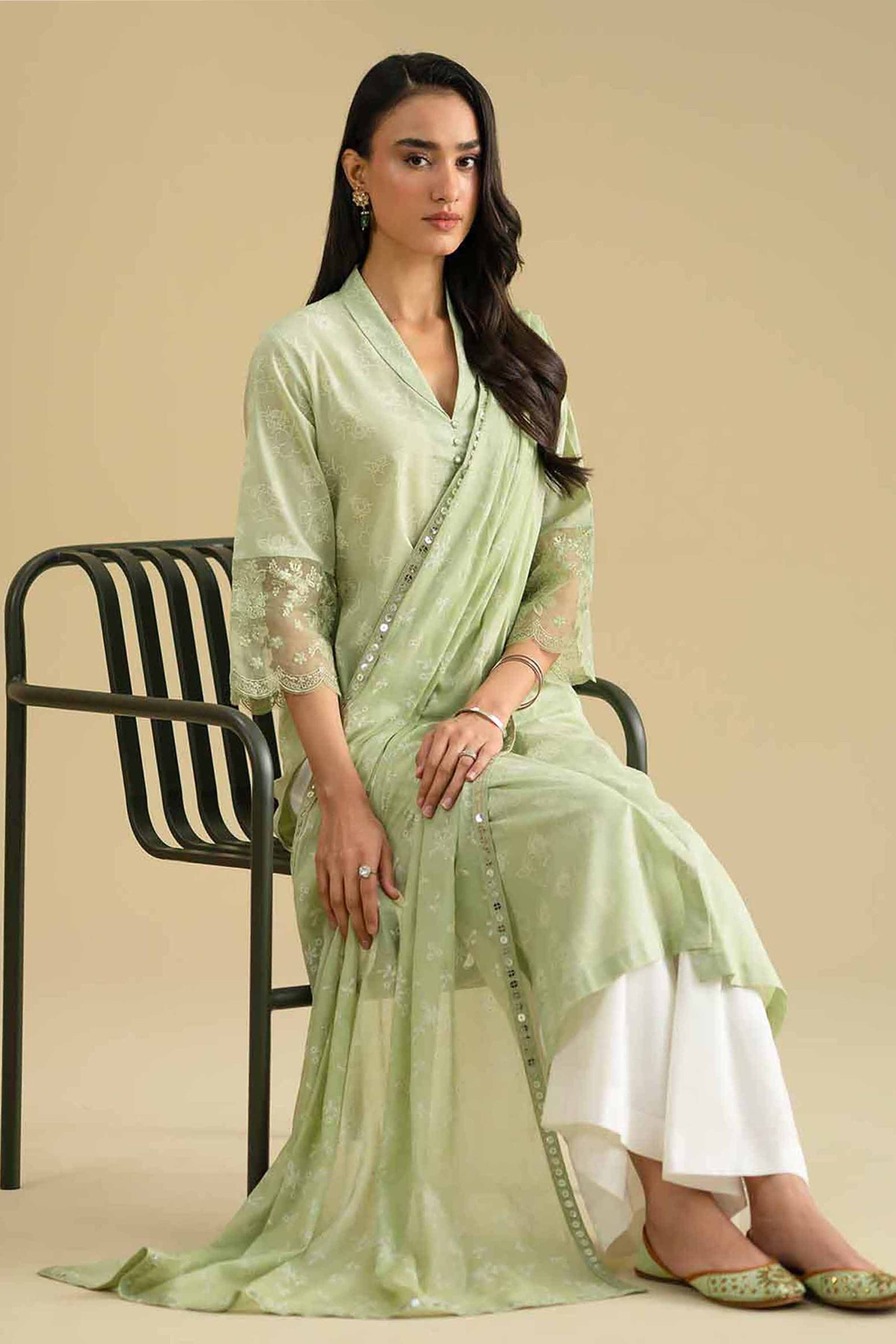 2 Piece - Printed Embroidered Suit - KFE26-31 - Image 5