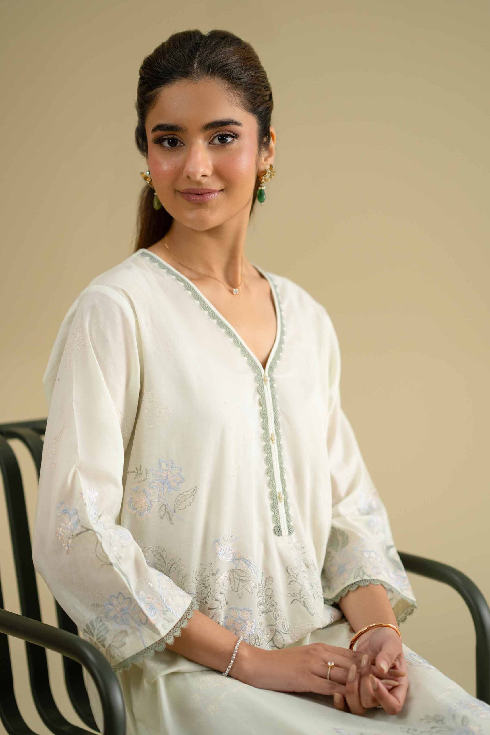 2 Piece - Embroidered Suit - KFE26-59 - Image 4