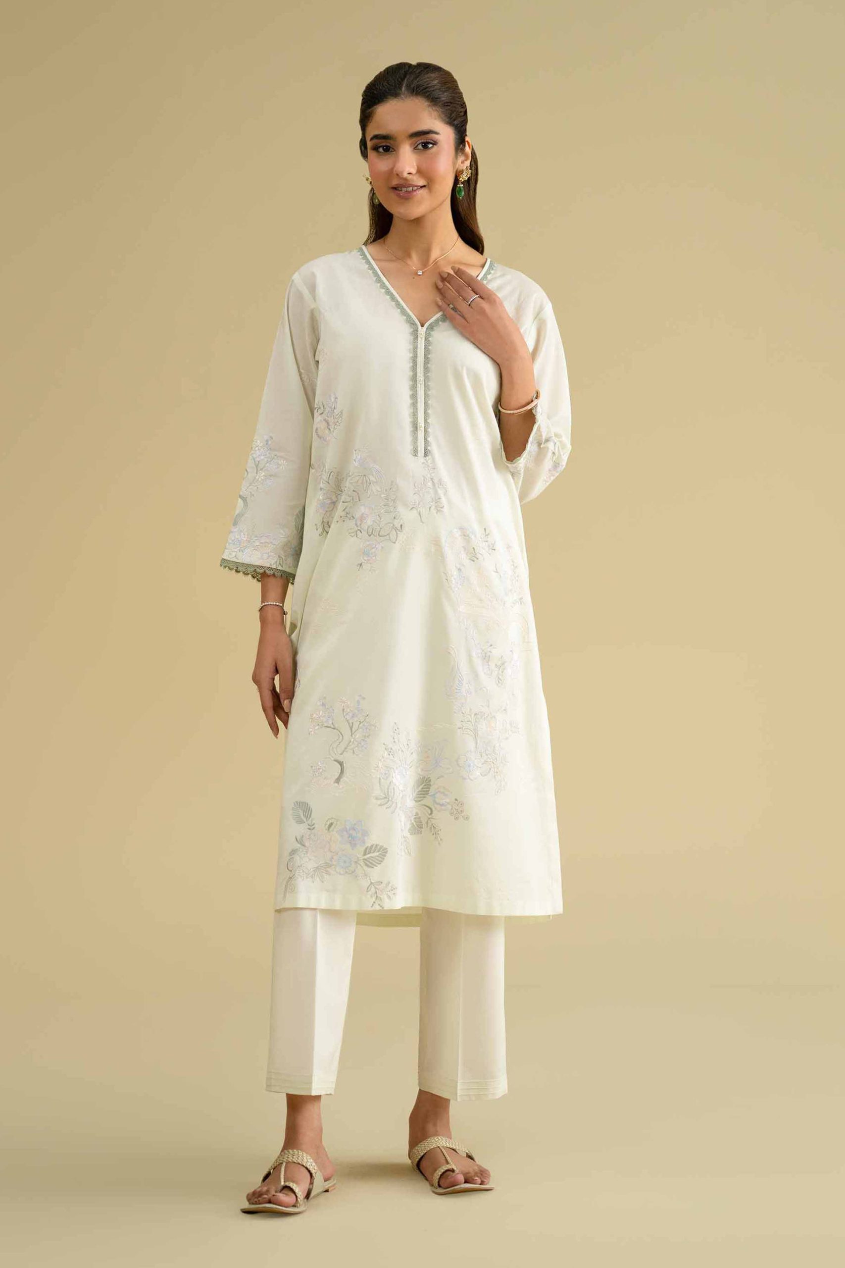 2 Piece - Embroidered Suit - KFE26-59 - Image 2