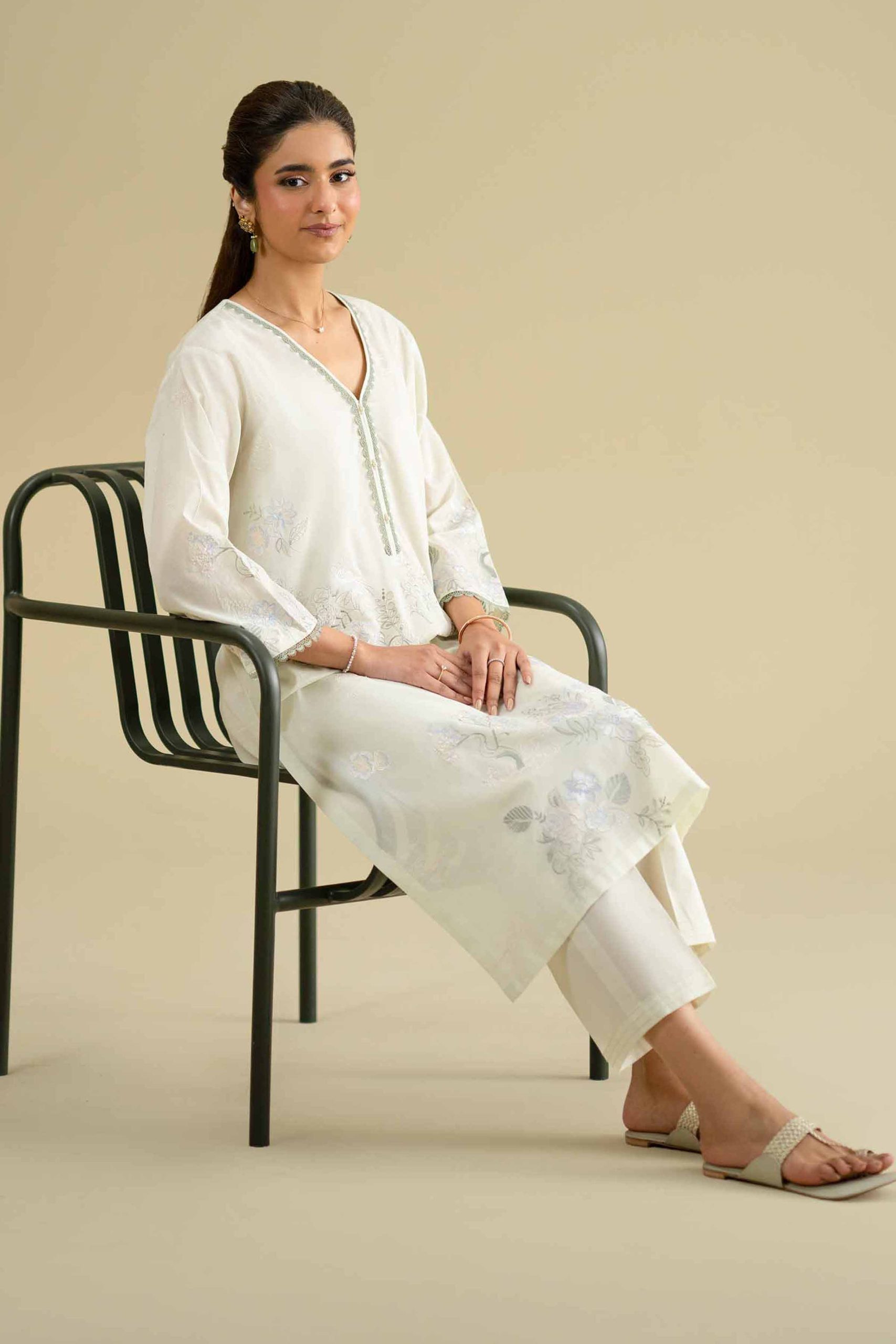 2 Piece - Embroidered Suit - KFE26-59 - Image 5