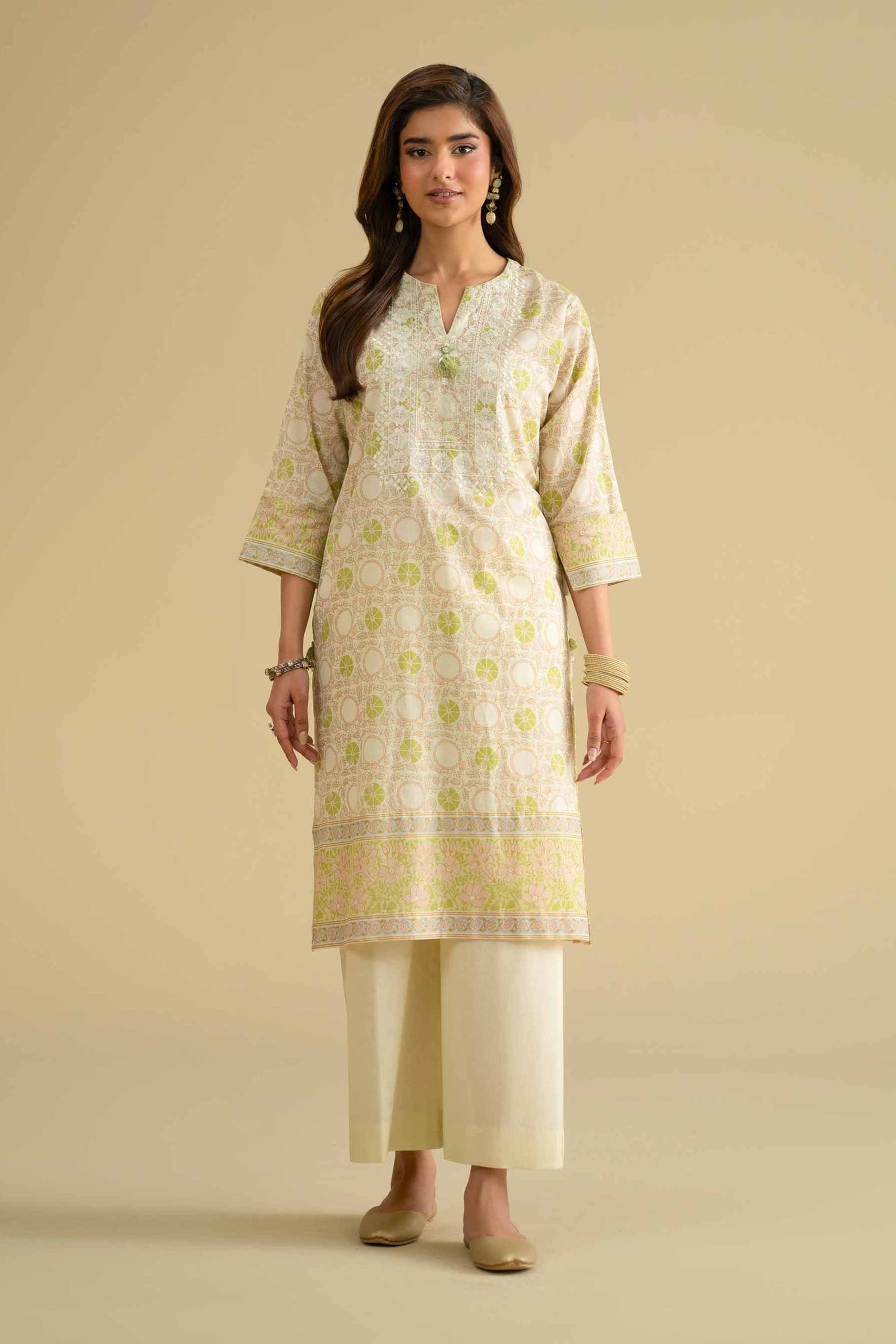 2 Piece - Printed Embroidered Suit - KFE26-63 - Image 3