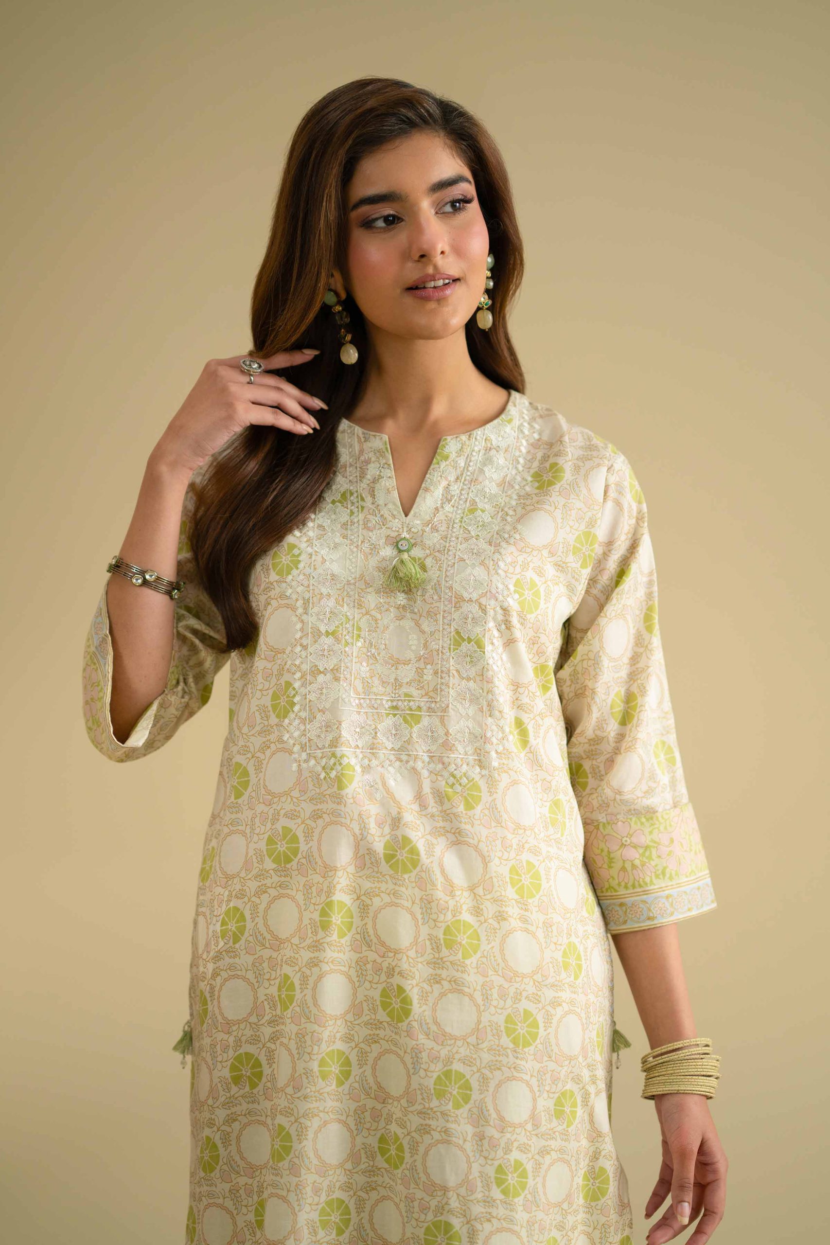 2 Piece - Printed Embroidered Suit - KFE26-63 - Image 2