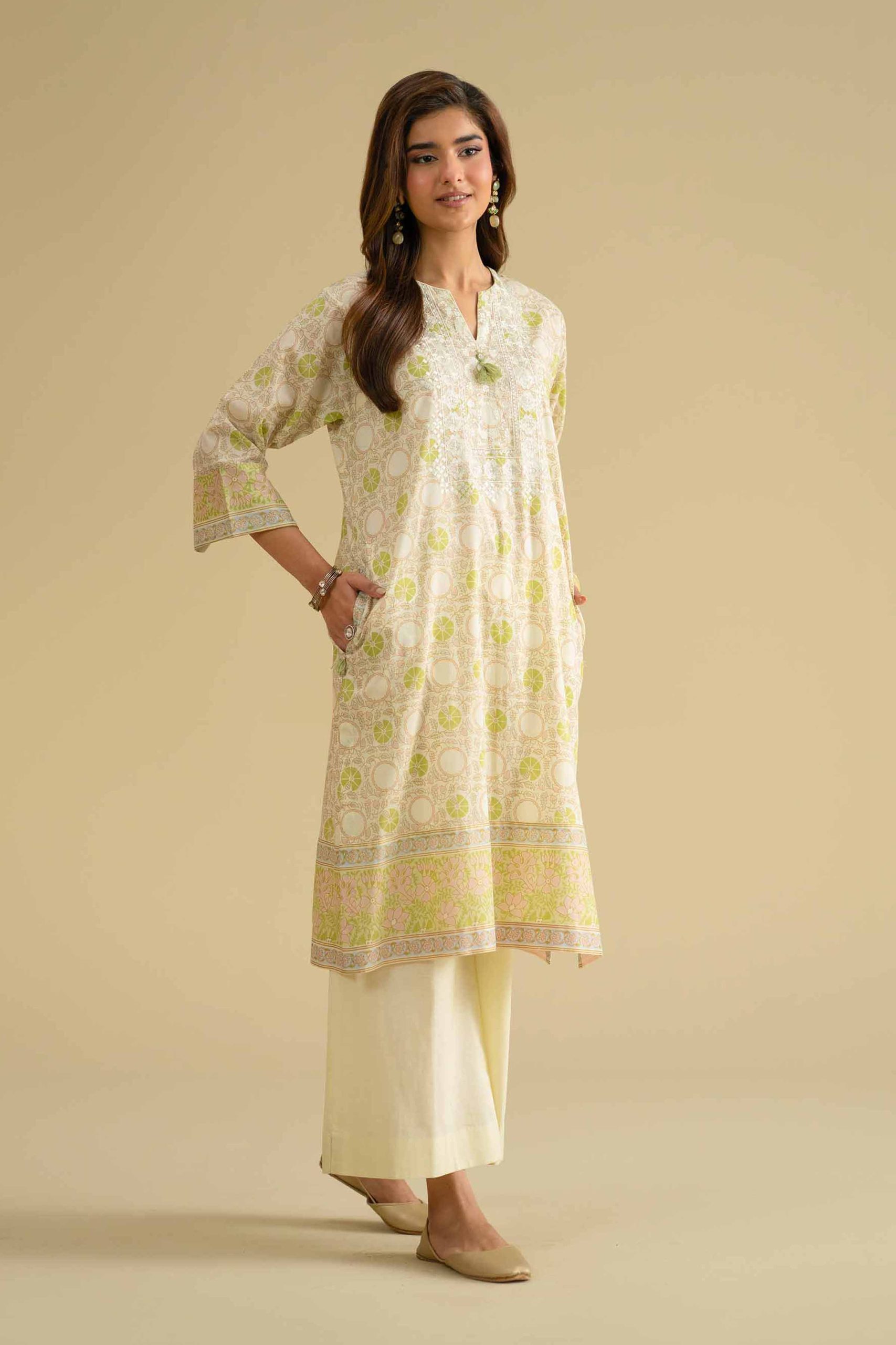 2 Piece - Printed Embroidered Suit - KFE26-63 - Image 5