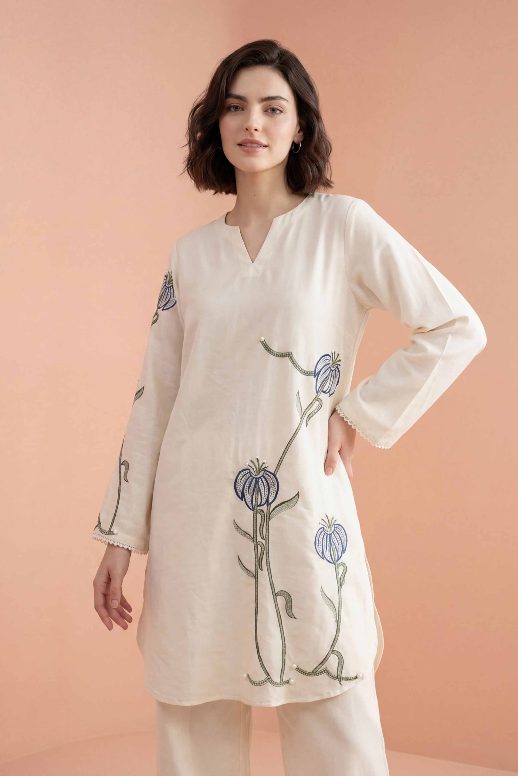 2 Piece - Embroidered Suit - PE26-174 - Image 2