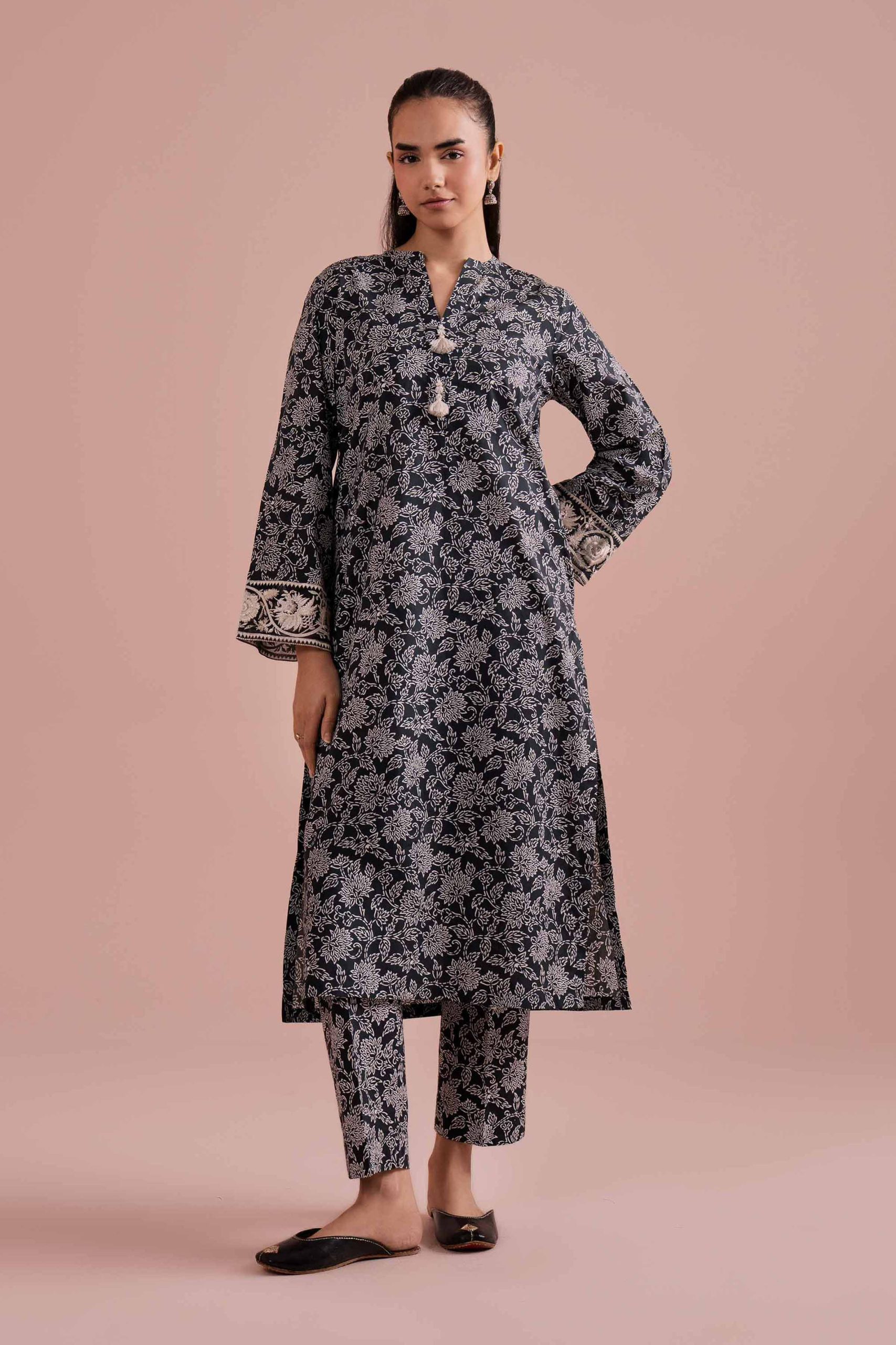 2 Piece - Printed Embroidered Suit - PE26-198 - Image 2