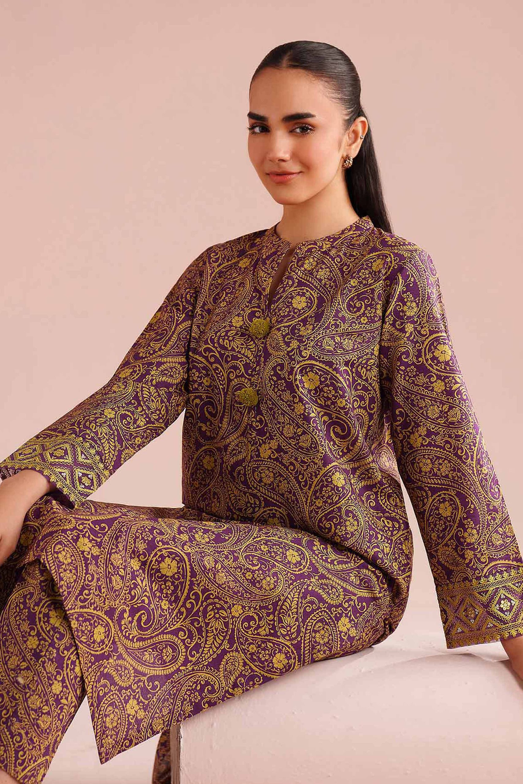 2 Piece - Printed Embroidered Suit - PE26-199 - Image 2