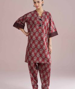2 Piece - Printed Embroidered Suit - PE26-203