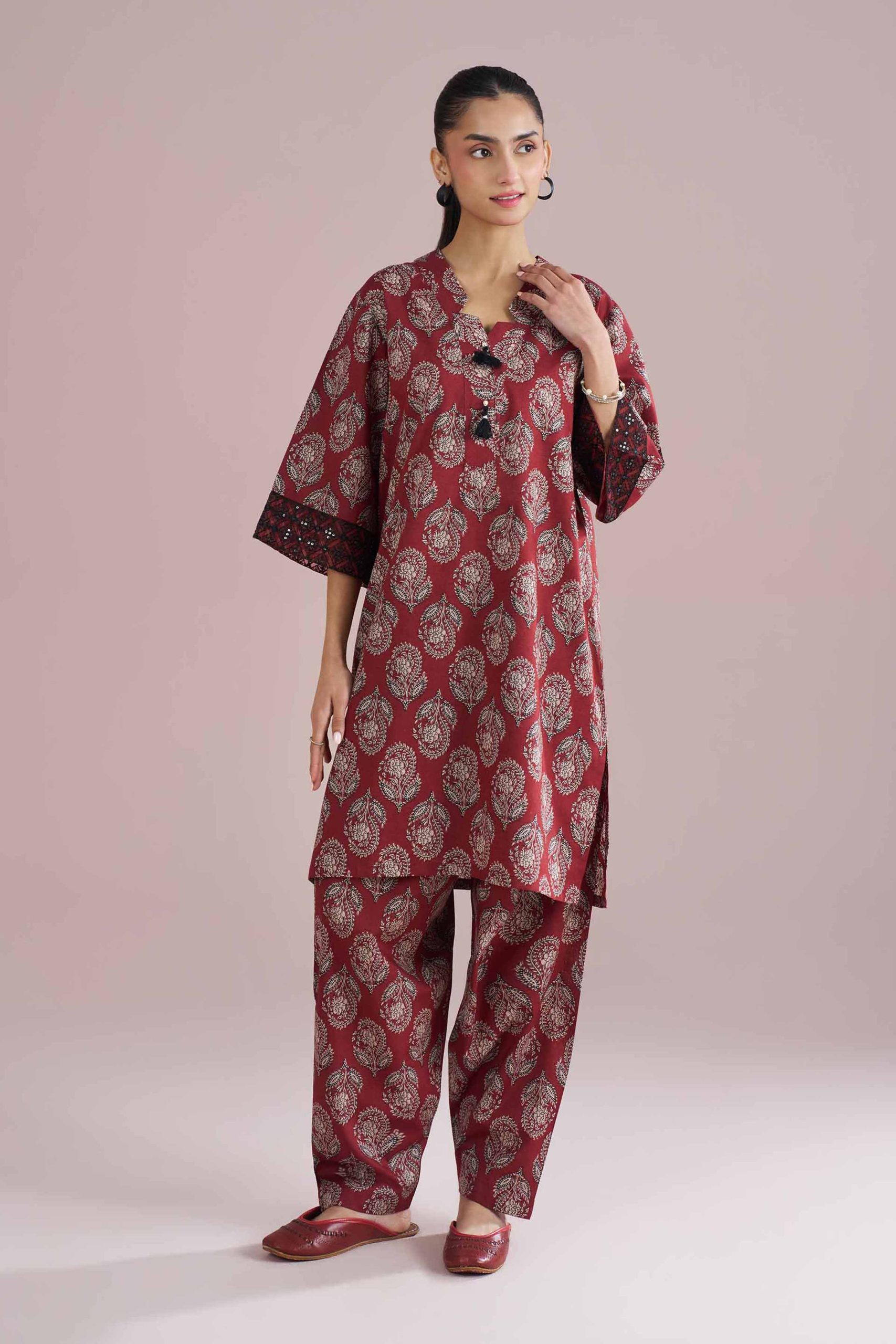 2 Piece - Printed Embroidered Suit - PE26-203 - Image 4