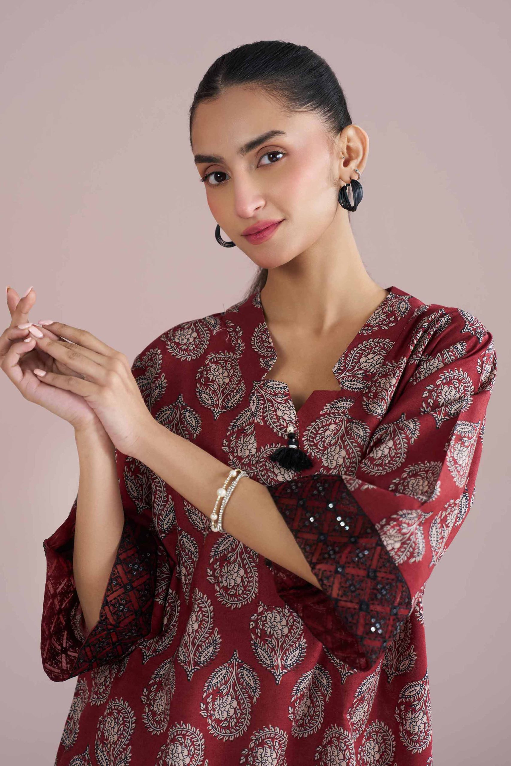 2 Piece - Printed Embroidered Suit - PE26-203 - Image 5