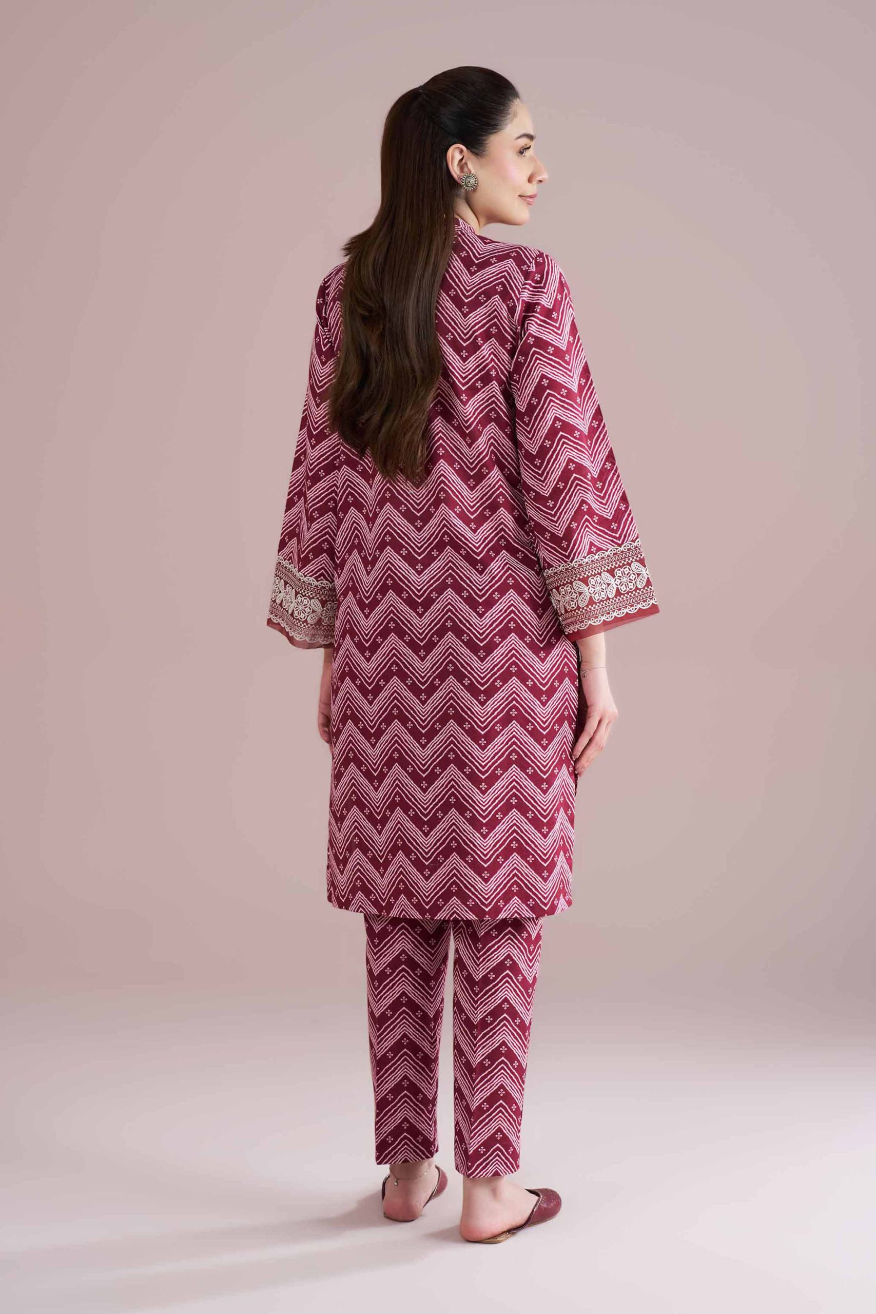 2 Piece - Printed Embroidered Suit - PE26-206 - Image 3