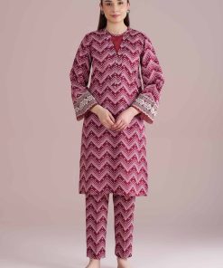 2 Piece - Printed Embroidered Suit - PE26-206