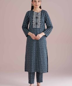 2 Piece - Printed Embroidered Suit - PE26-207
