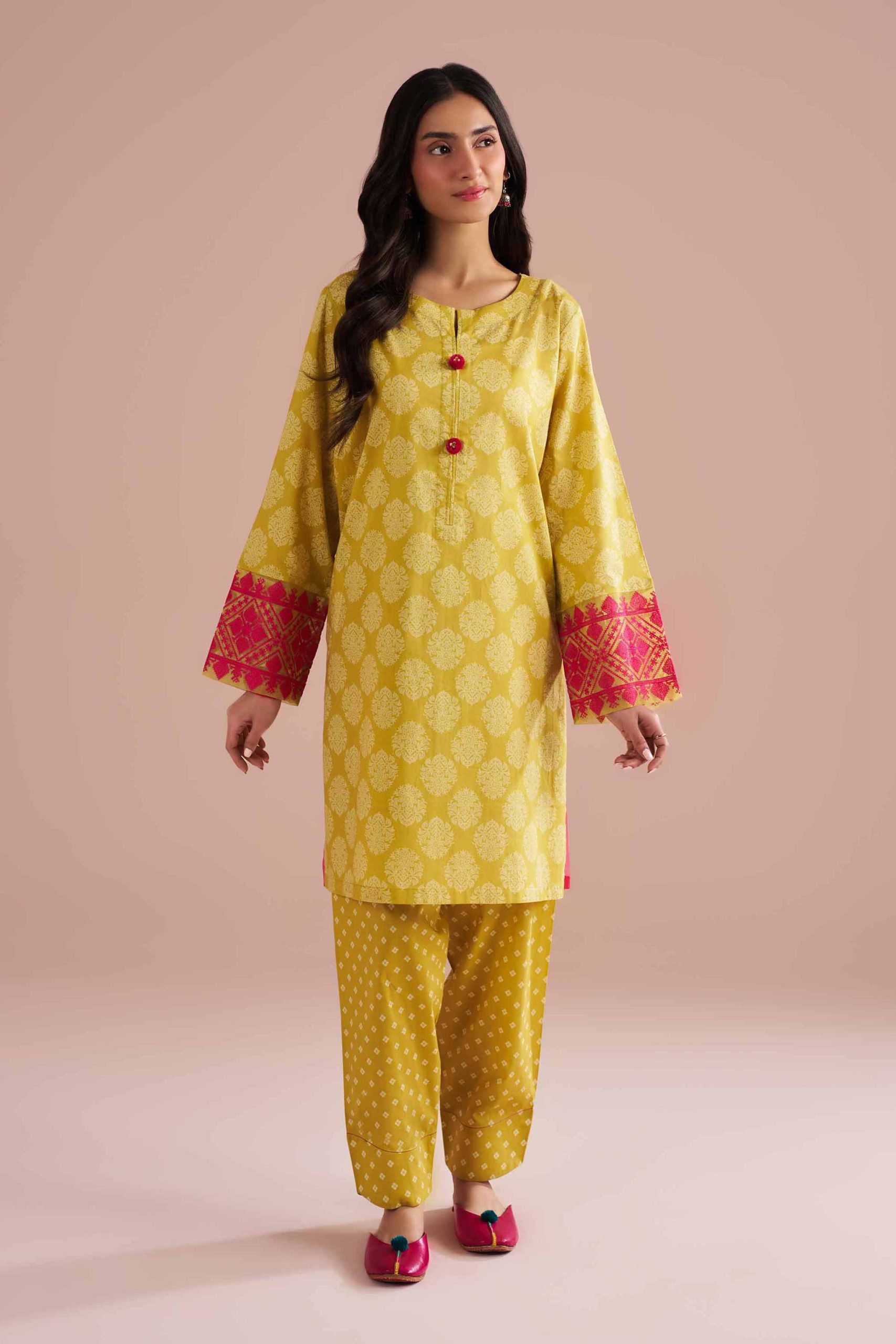 2 Piece - Printed Embroidered Suit - PE26-208