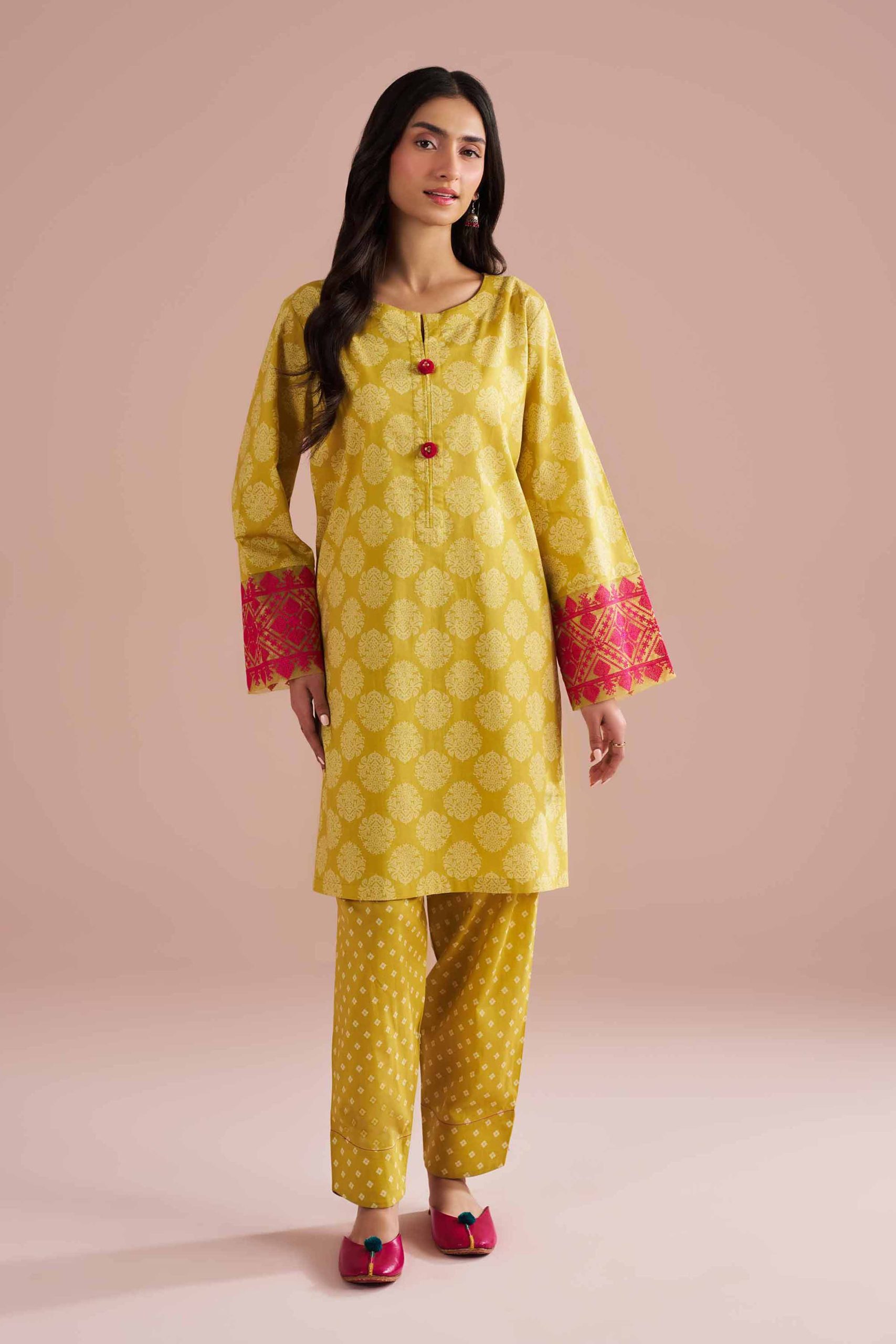 2 Piece - Printed Embroidered Suit - PE26-208 - Image 5