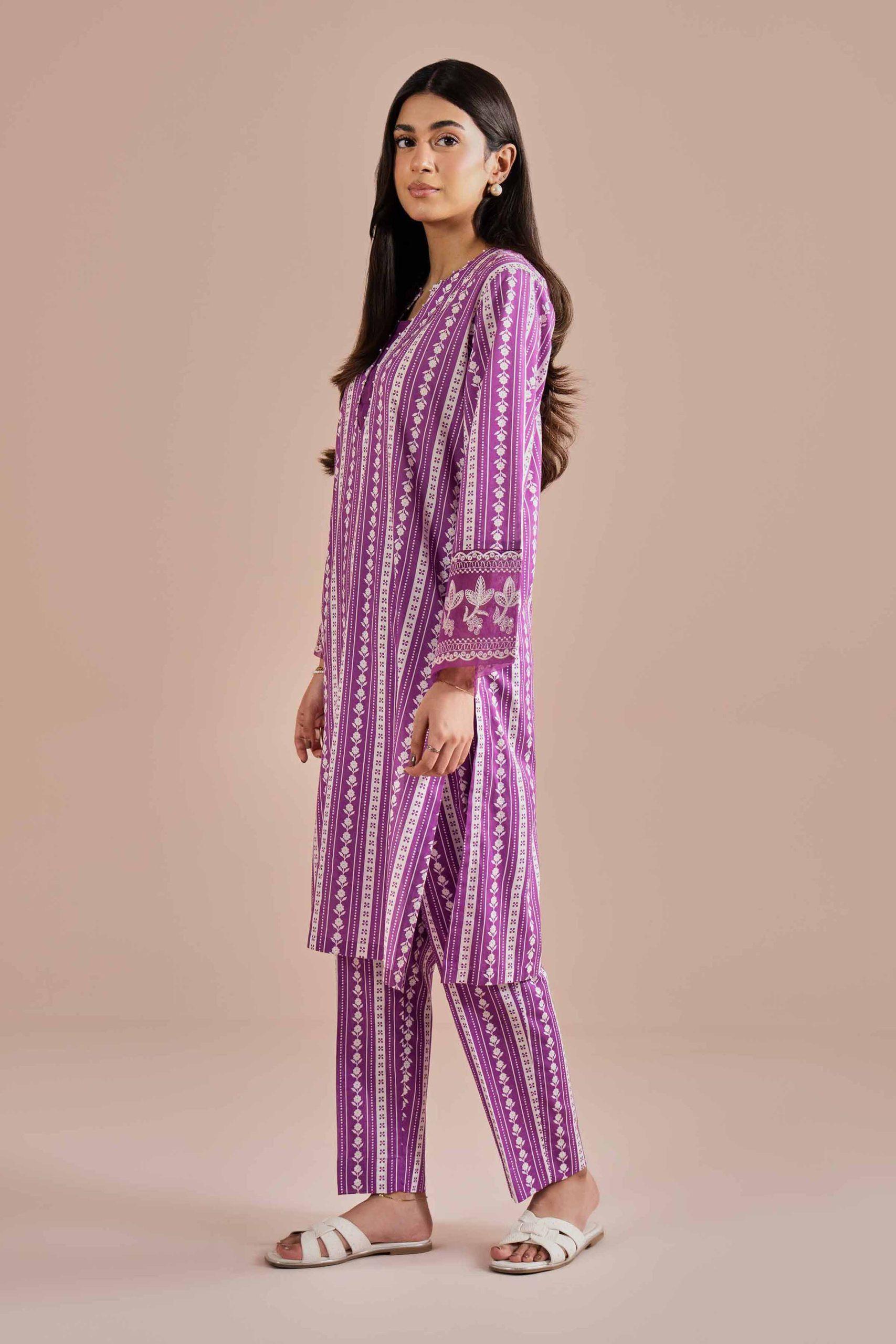 2 Piece - Printed Embroidered Suit - PE26-209 - Image 5