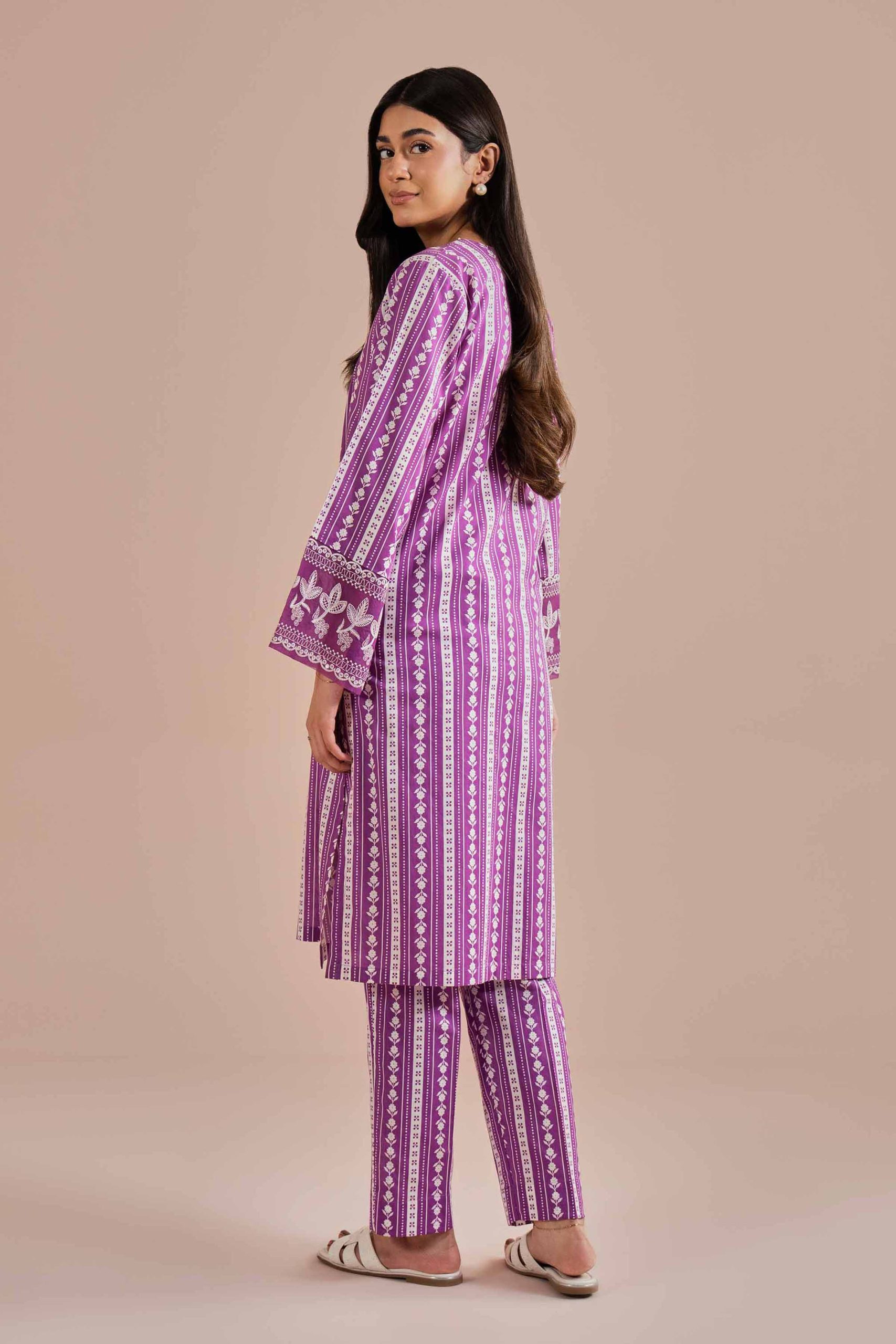 2 Piece - Printed Embroidered Suit - PE26-209 - Image 4