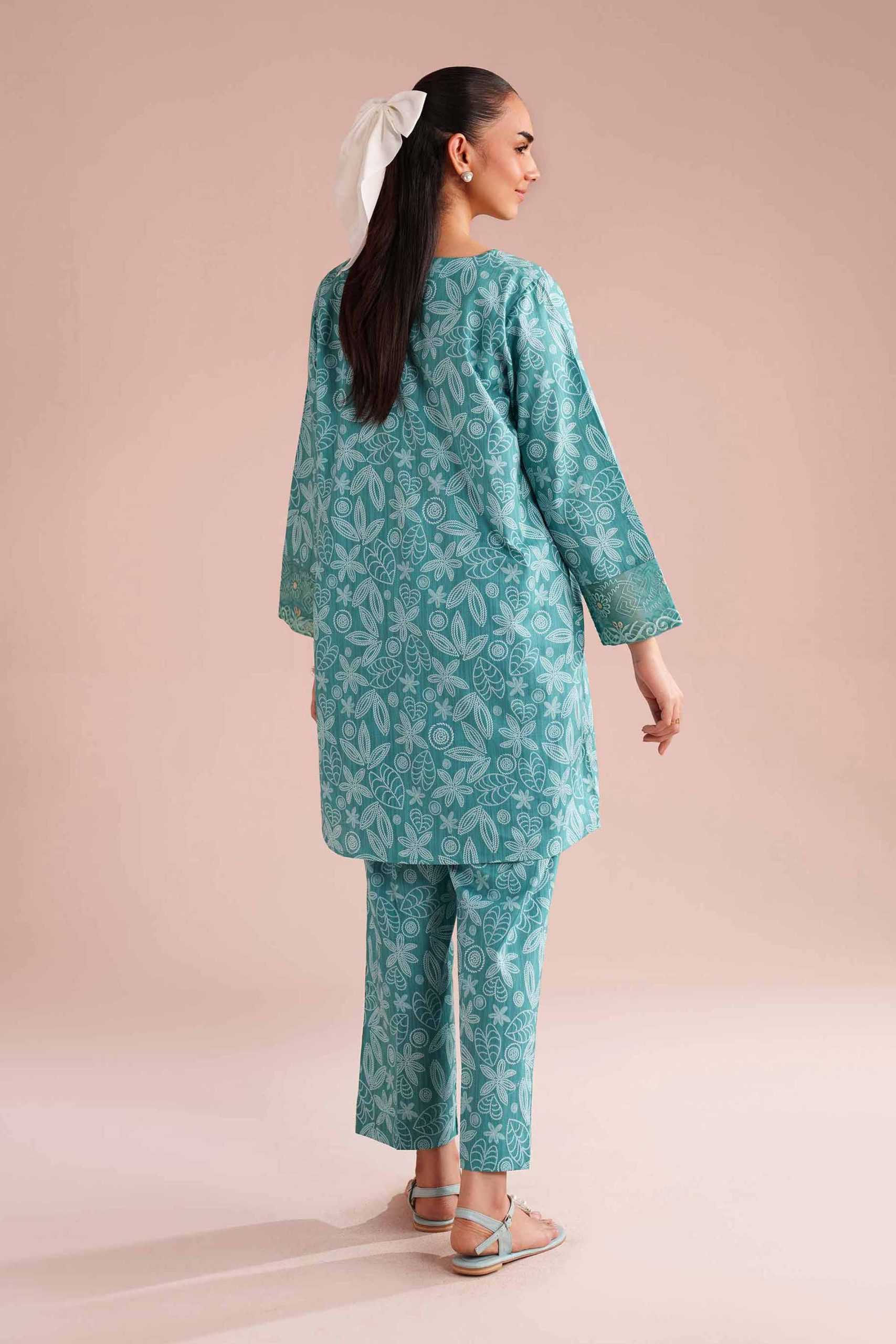 2 Piece - Printed Embroidered Suit - PE26-213 - Image 4