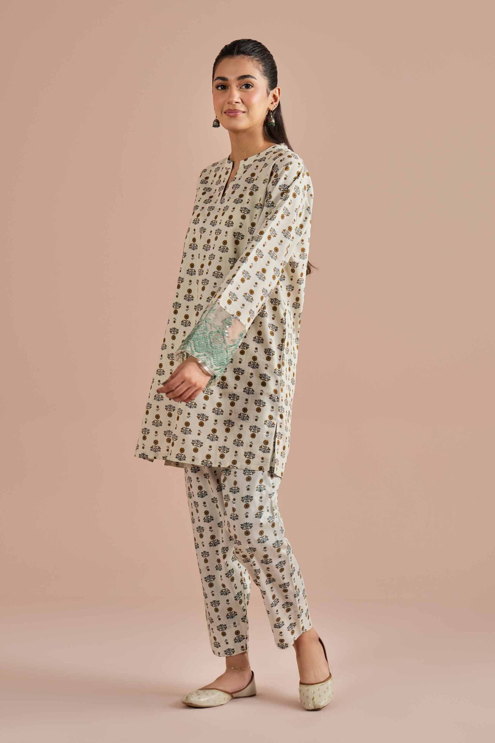 2 Piece - Printed Embroidered Suit - PE26-214 - Image 3