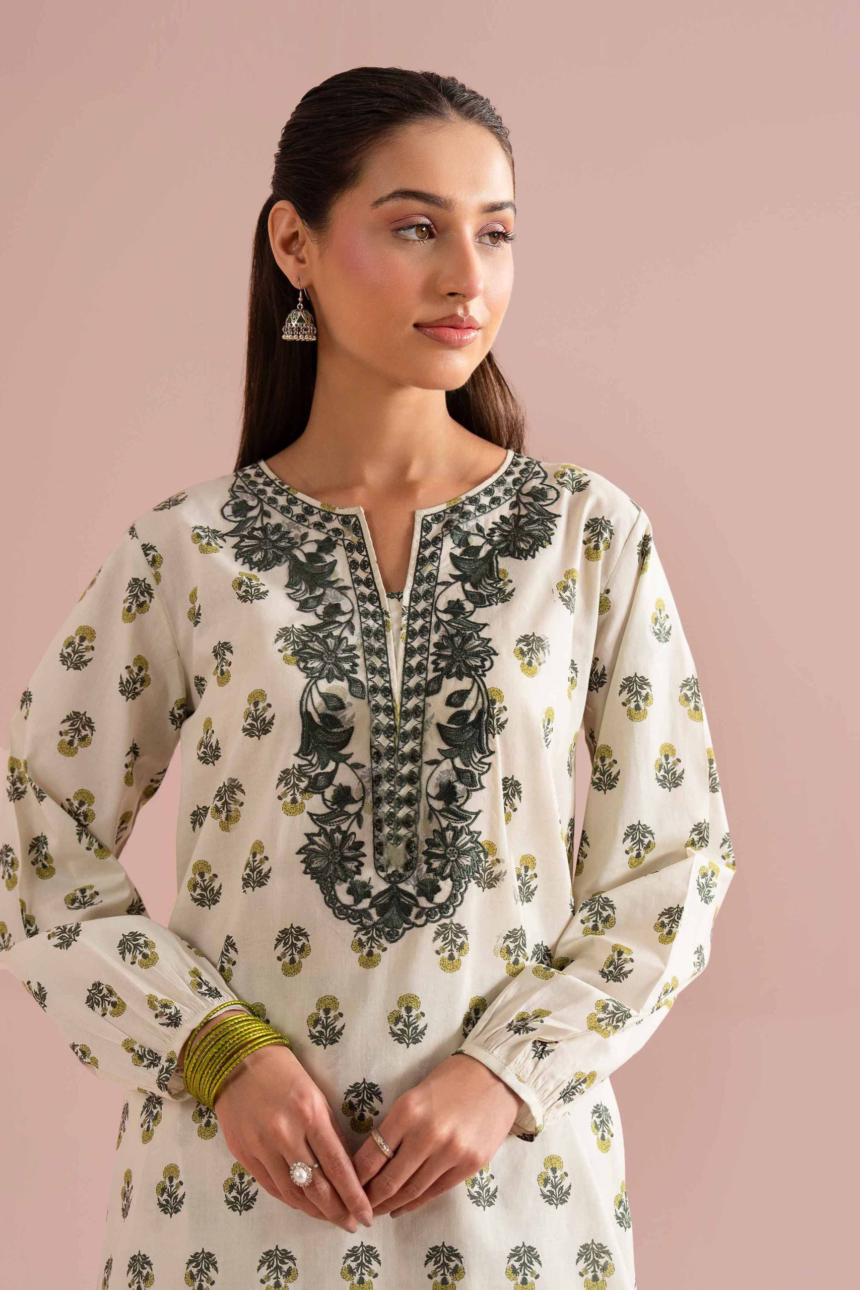 2 Piece - Printed Embroidered Suit - PE26-215 - Image 2