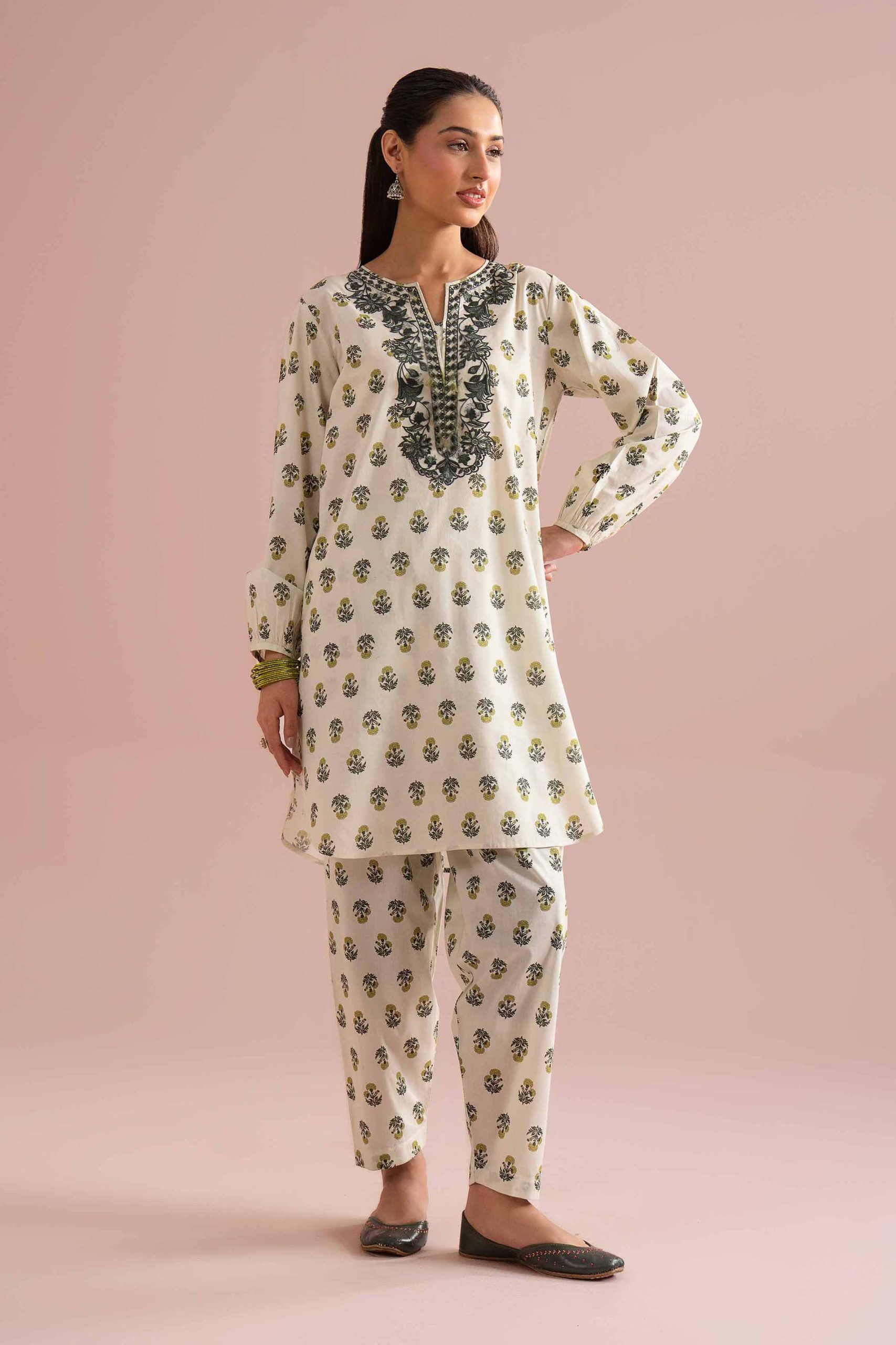 2 Piece - Printed Embroidered Suit - PE26-215 - Image 5