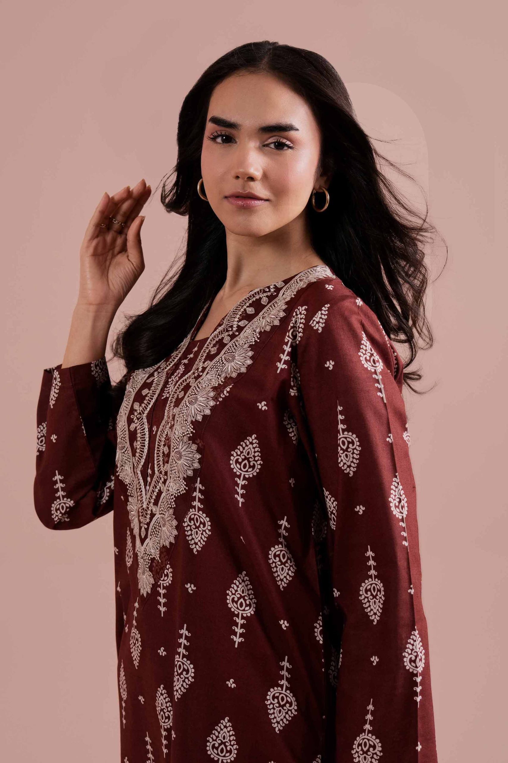 2 Piece - Printed Embroidered Suit - PE26-217 - Image 5