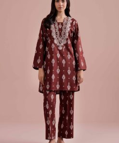 2 Piece - Printed Embroidered Suit - PE26-217