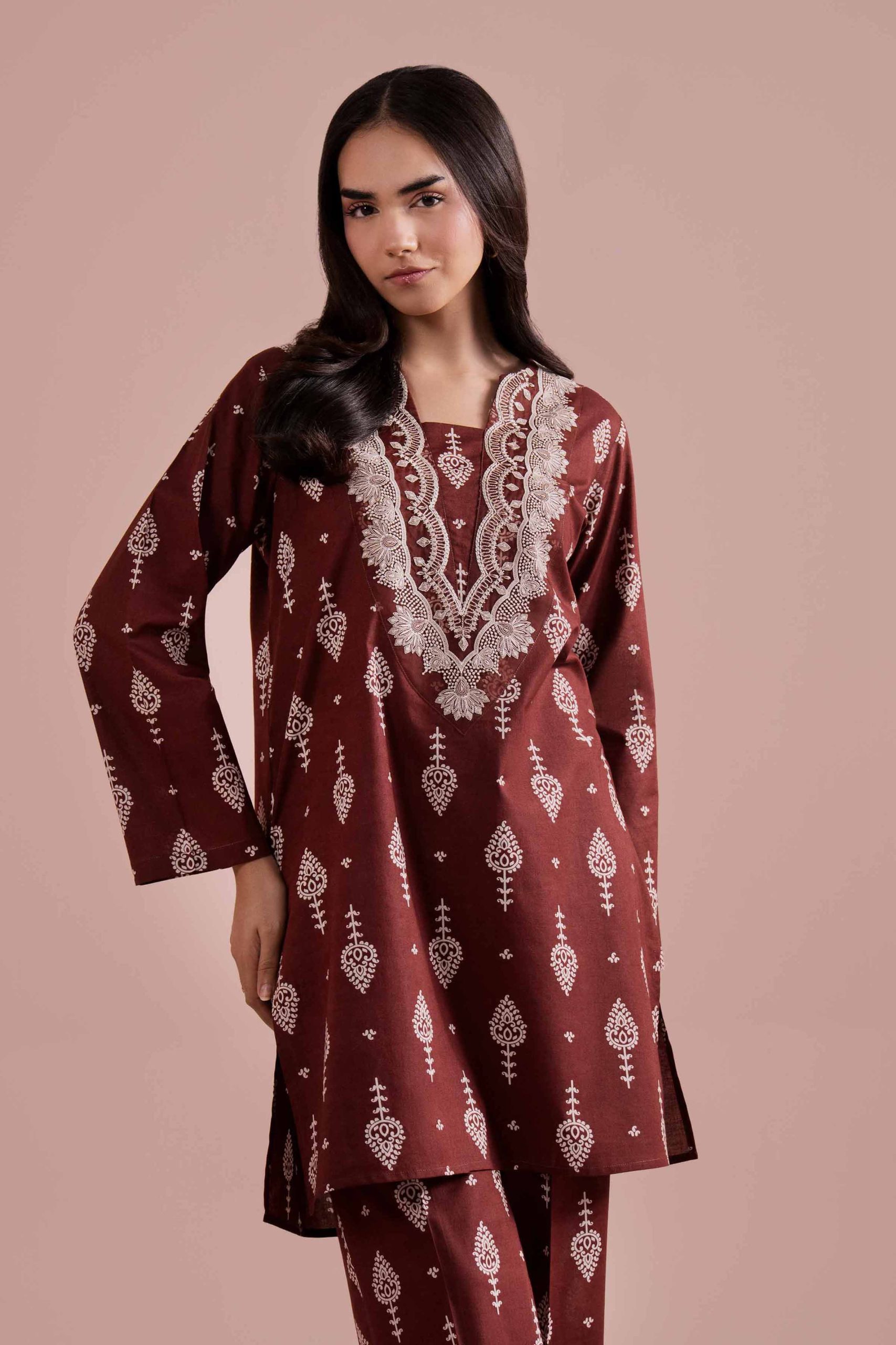 2 Piece - Printed Embroidered Suit - PE26-217 - Image 2