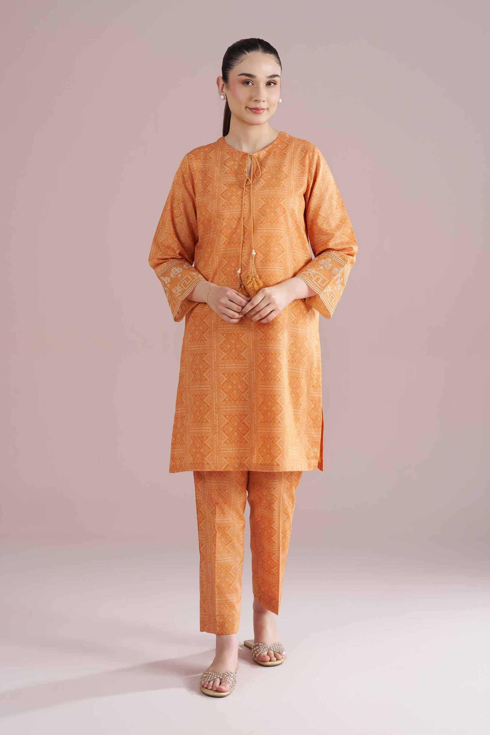 2 Piece - Printed Embroidered Suit - PE26-218