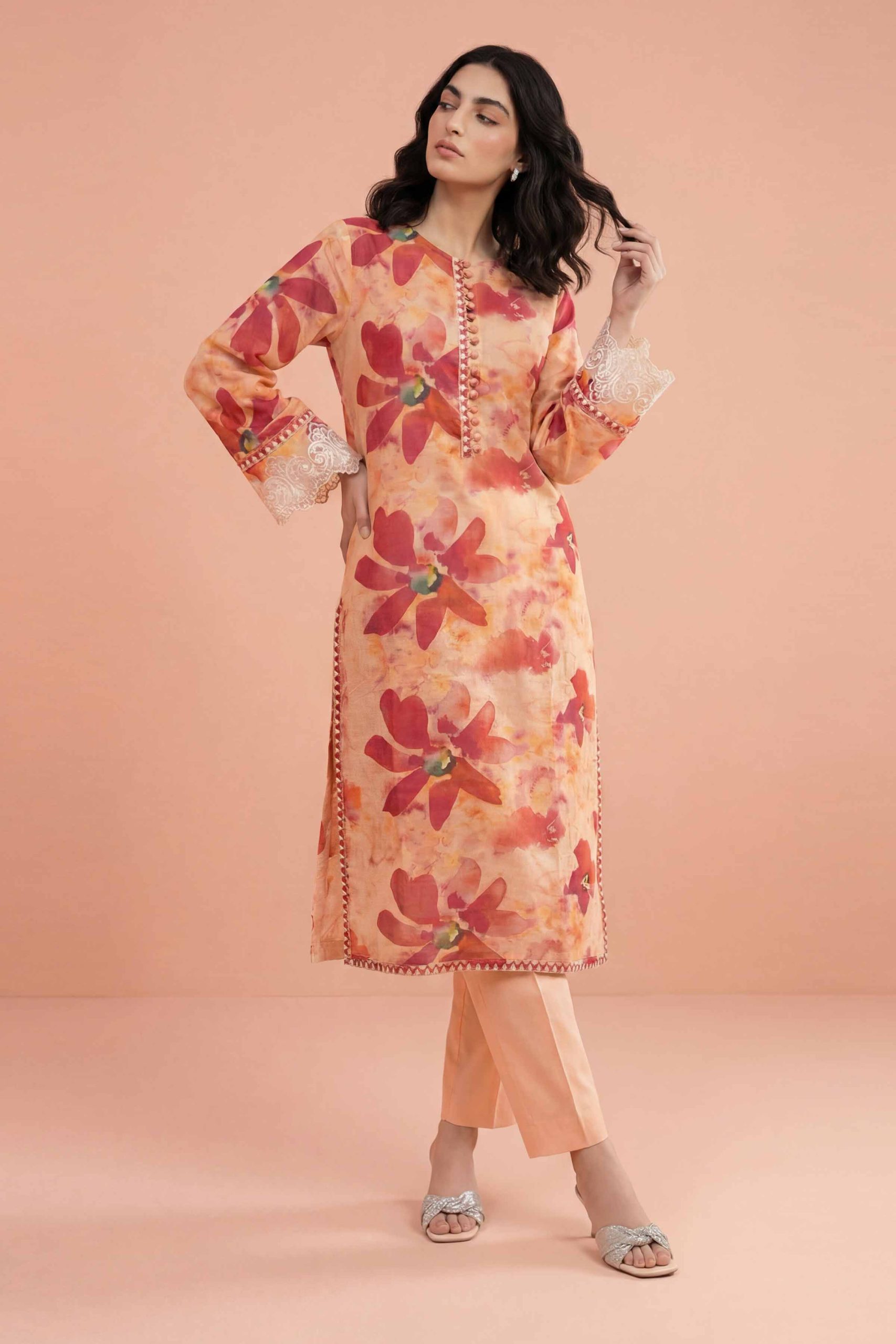 2 Piece - Printed Embroidered Suit - PE26-225 - Image 3
