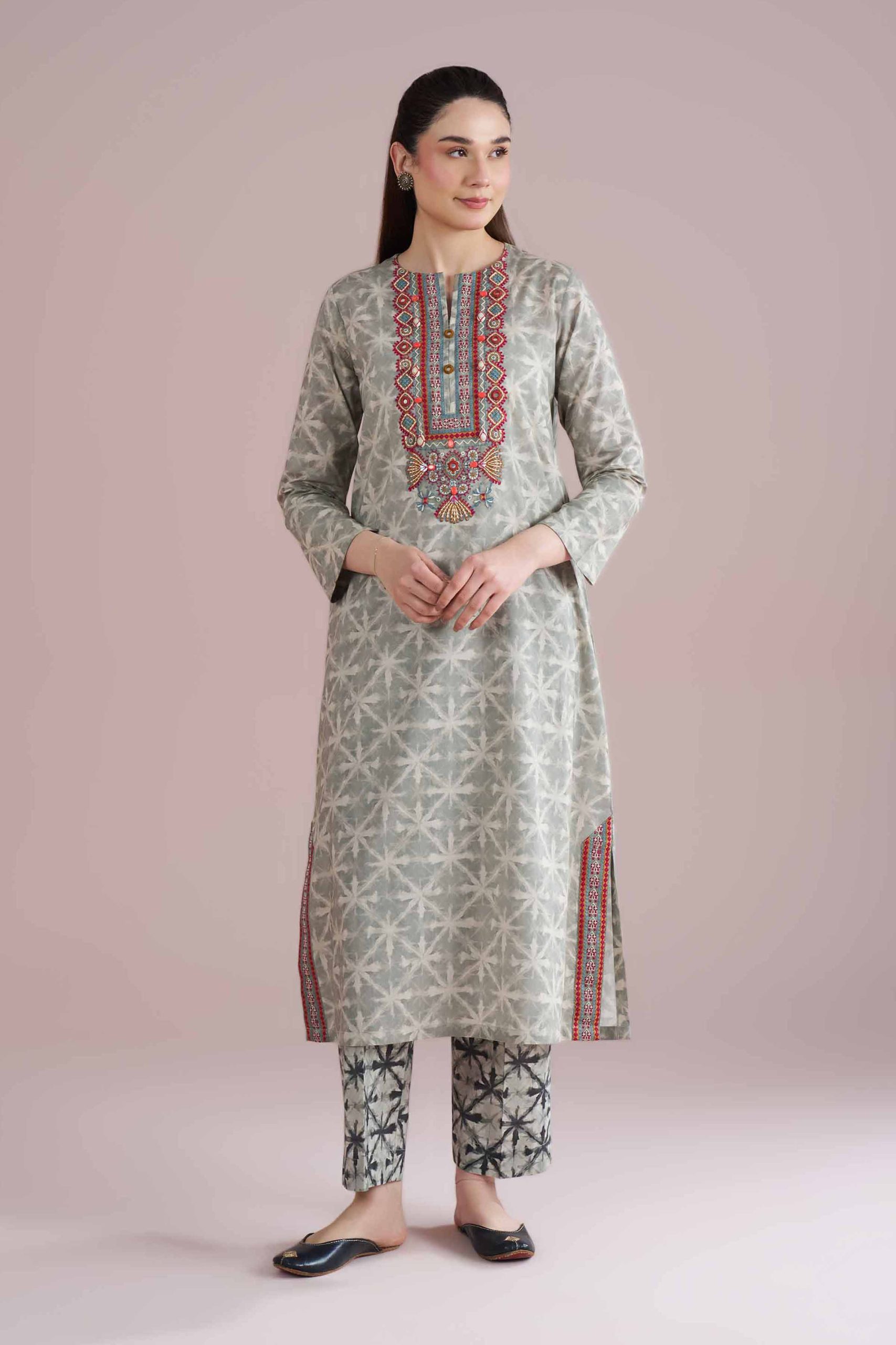 2 Piece - Printed Embroidered Suit - PE26-250
