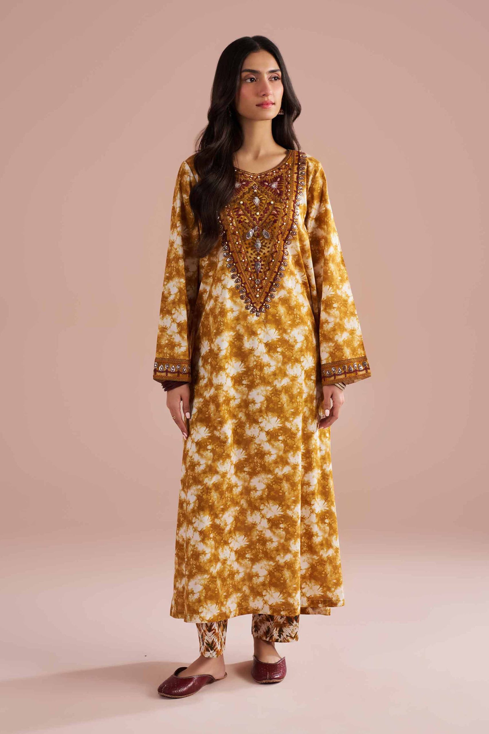 2 Piece - Printed Embroidered Suit - PE26-251 - Image 3